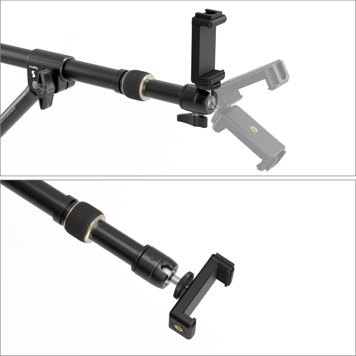 SmallRig 4304 - Staffa da Tavolo Triangolare per Fotografia Aerea e Live Streaming, Max. Carico 3 kg, con Testa a Sfera e Clip per Telefono
