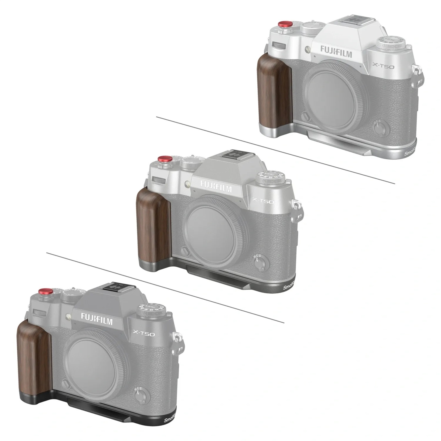 SmallRig Piastra di Montaggio a Forma di L con Manico in Legno per FUJIFILM X-T50 e Piastra a Sgancio Rapido Arca-Swiss