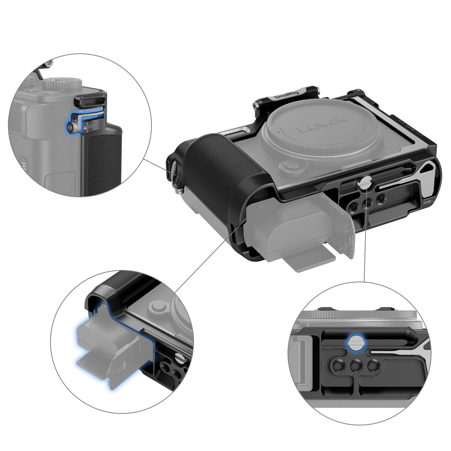 SmallRig 4515 Cage per Panasonic LUMIX S9 - Gabbia Completa in Lega di Alluminio con Piastra a Sgancio Rapido e Attacco Cold Shoe