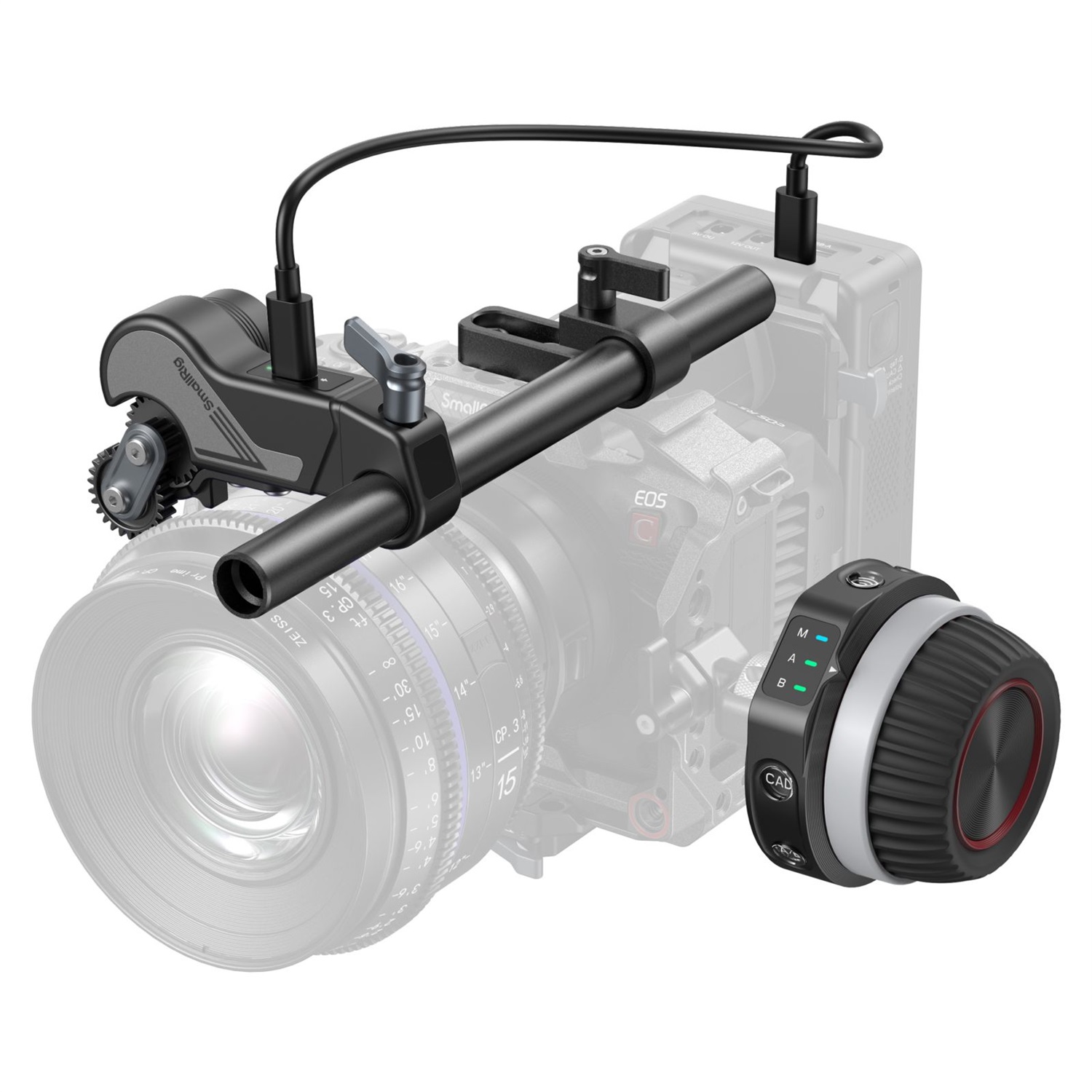 SmallRig Wireless Follow Focus Kit (Lite) 4296 con Controller a Volantino, Motore Ricevitore, Stop A/B e Morsetto per Asta da 15 mm - Design Compatto e Ampiamente Compatibile