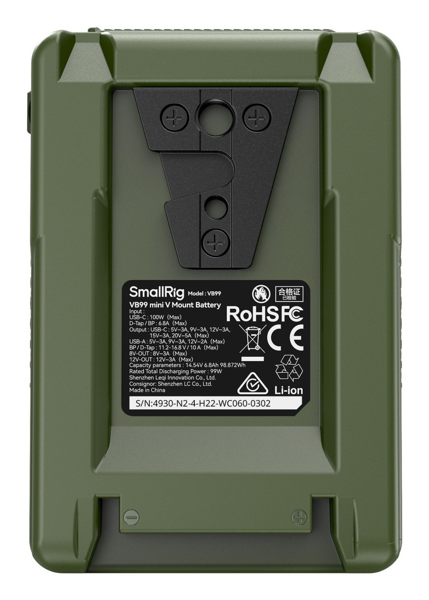 SmallRig VB99 Batteria Mini V-Mount Arancione 12V 5A - Design Compatto e Leggero