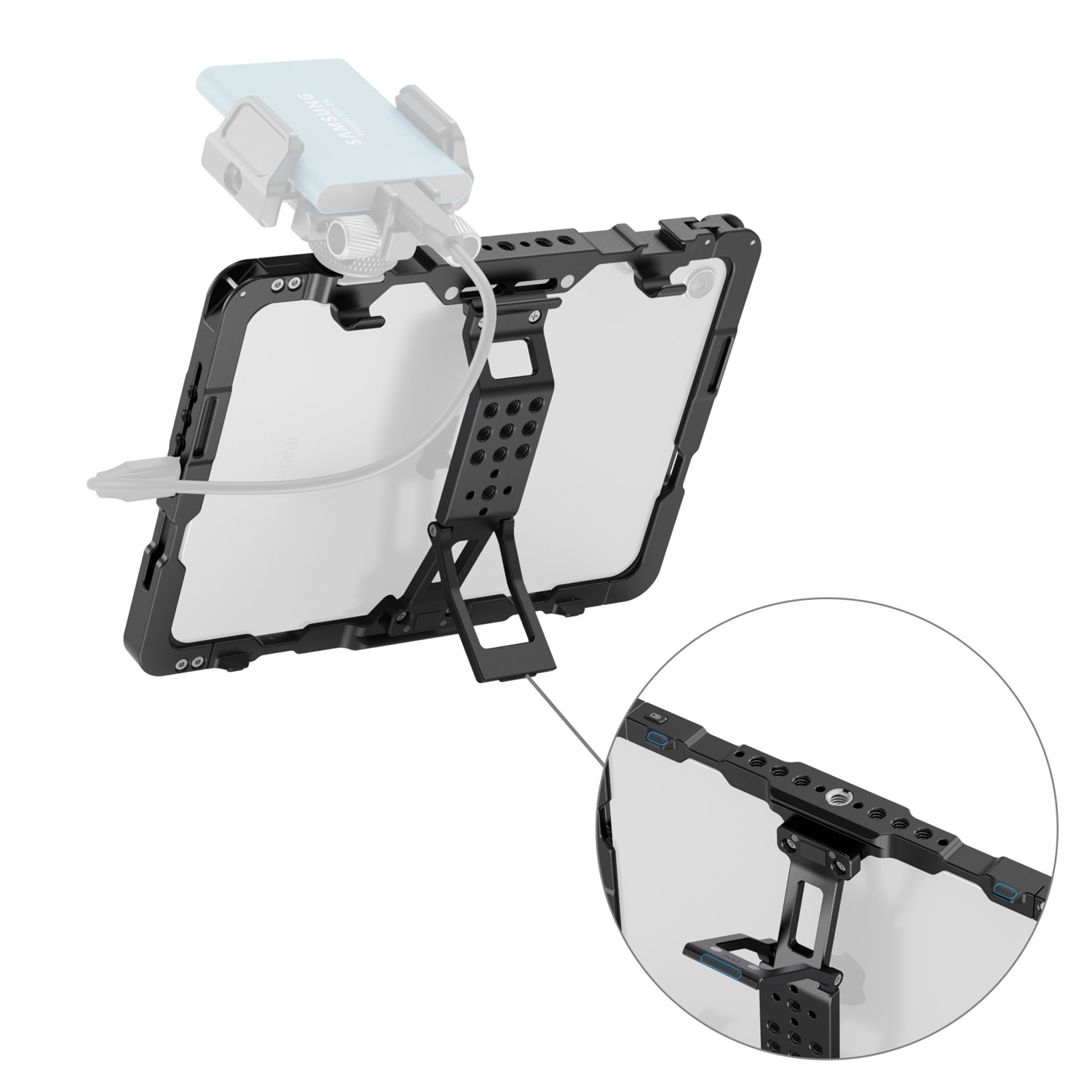 SmallRig Gabbia per iPad mini 6 / A17 Pro con cappuccio parasole staccabile e compatibilità maniglie a sgancio rapido