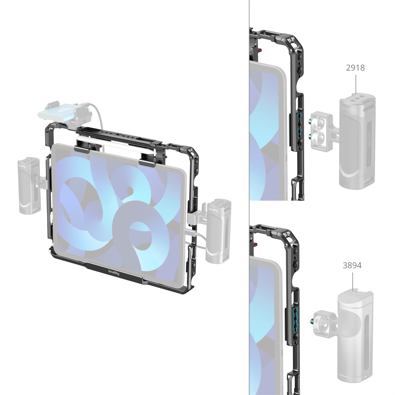 SmallRig MD5059 Gabbia Universale per iPad con Cappuccio Parasole e Fori di Posizionamento