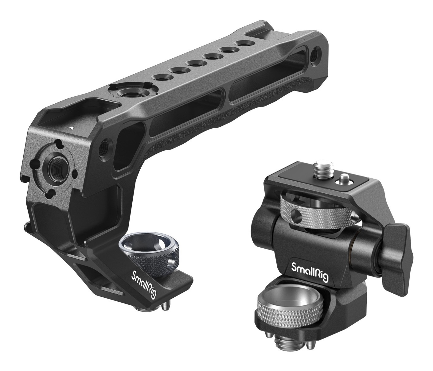 SmallRig 5323 Maniglia Superiore con Supporto Monitor - Compatibile con Viti ARRI 3/8-16, Girevole 360° e Inclinazione Regolabile 180°