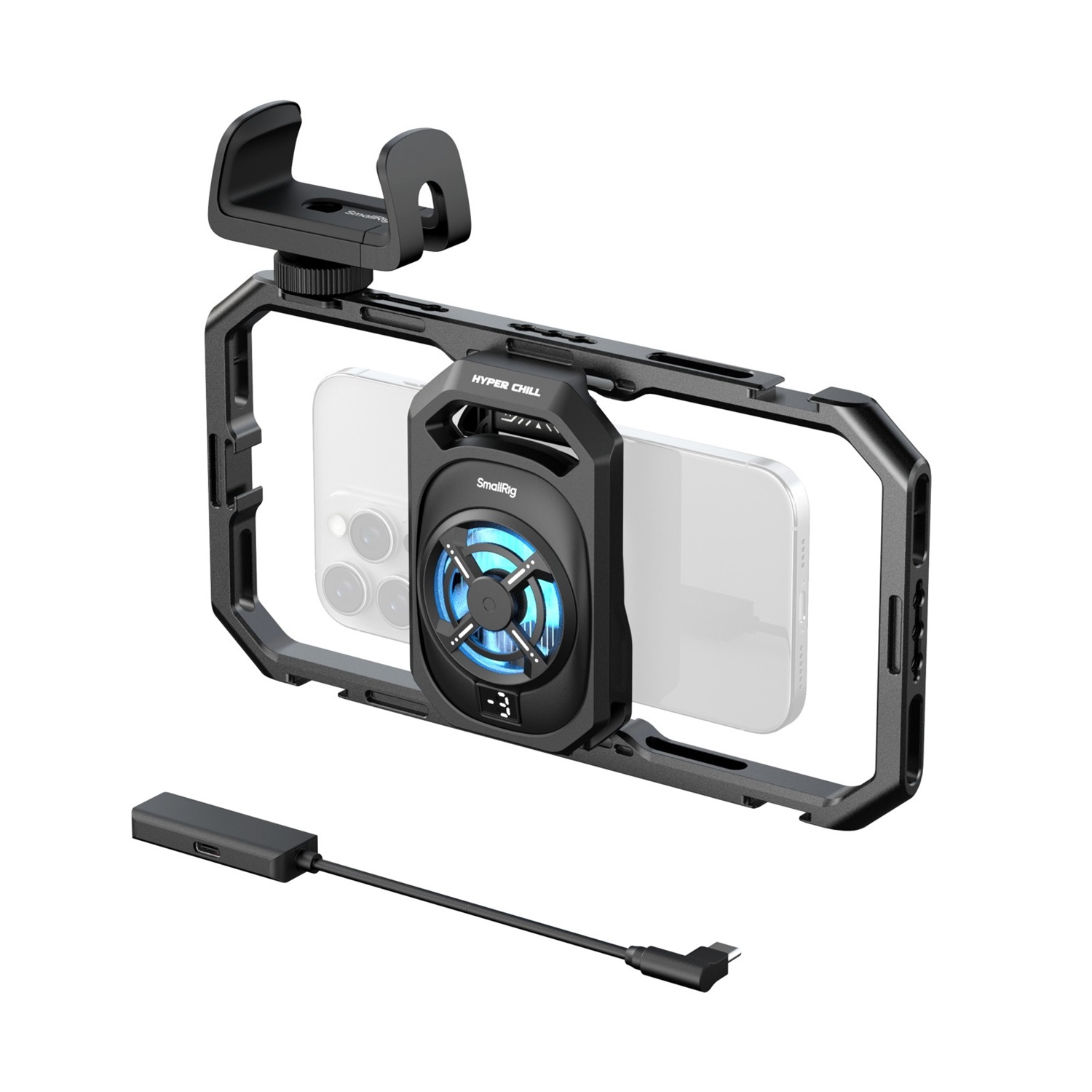 SmallRig Gabbia Universale per Smartphone con Raffreddamento, Supporto Power Bank e Adattatore Audio USB-C 2 in 1