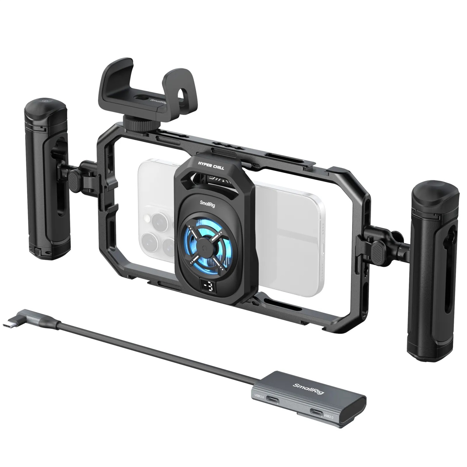 SmallRig Gabbia per Telefono con Raffreddamento Attivo e Hub USB-C 4 in 1 per iPhone 17/16 e Android