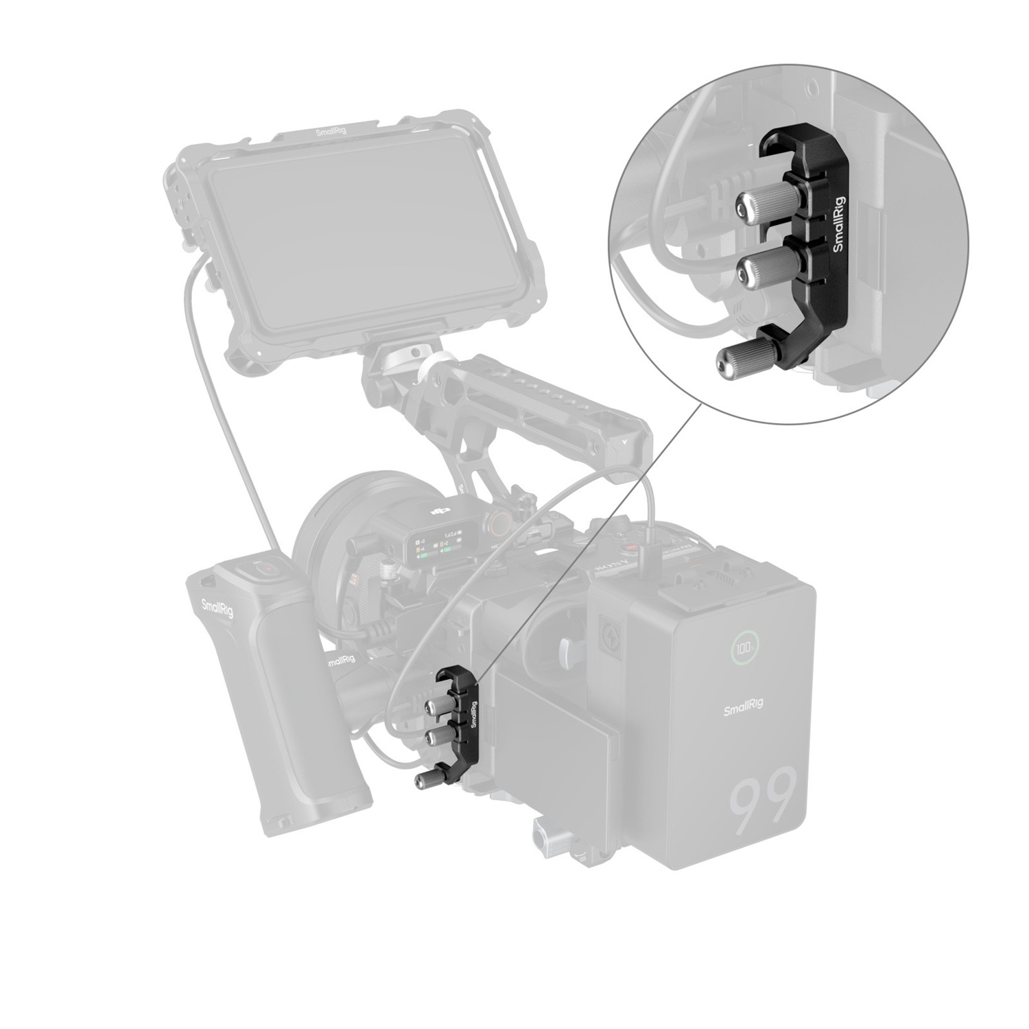 SmallRig Morsetto per Cavo USB-C e MULTI in Alluminio per Gabbie Sony FX2 - Trasmissione Dati Affidabile