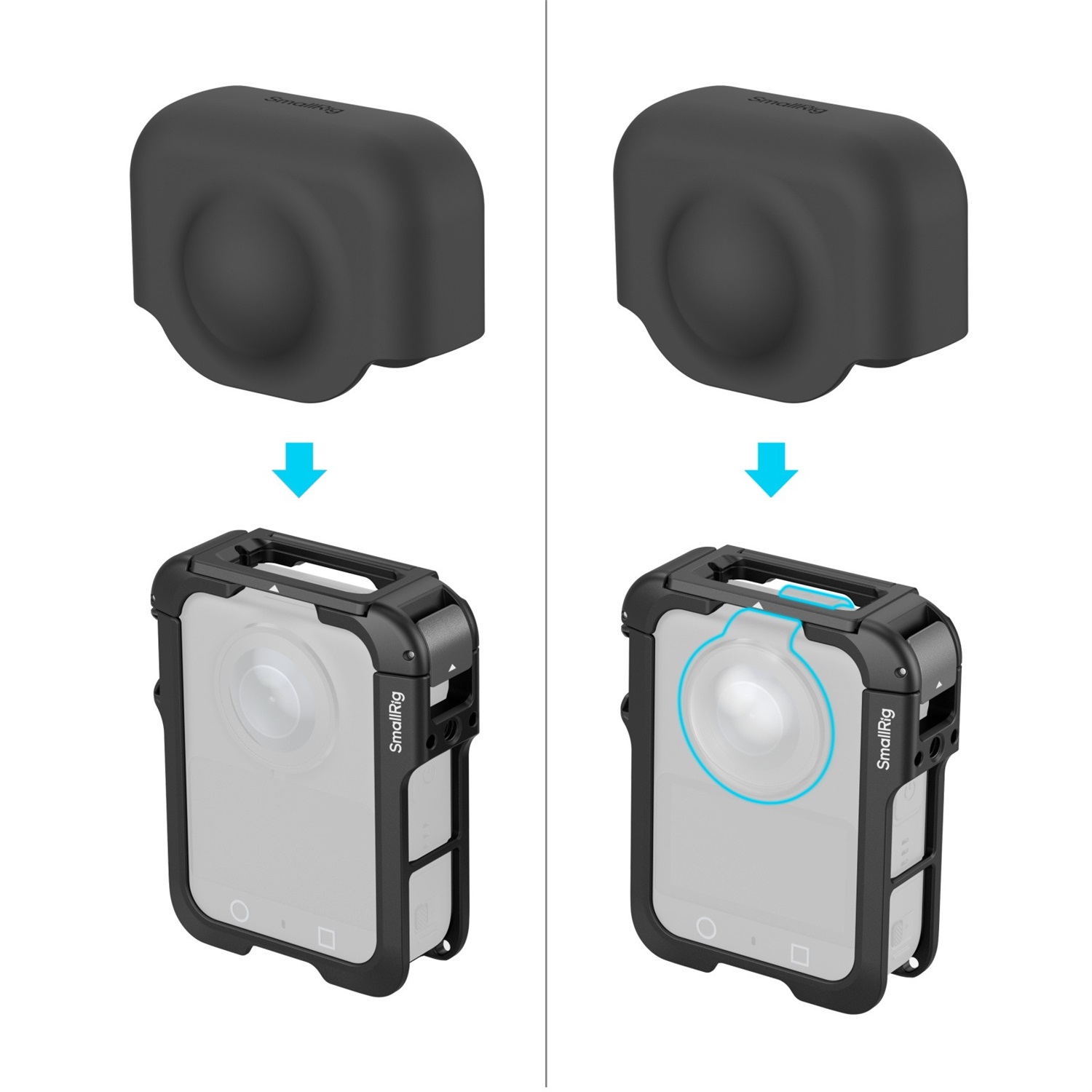 SmallRig 5704 Gabbia per DJI Osmo 360 con copriobiettivo in silicone, vite 1/4