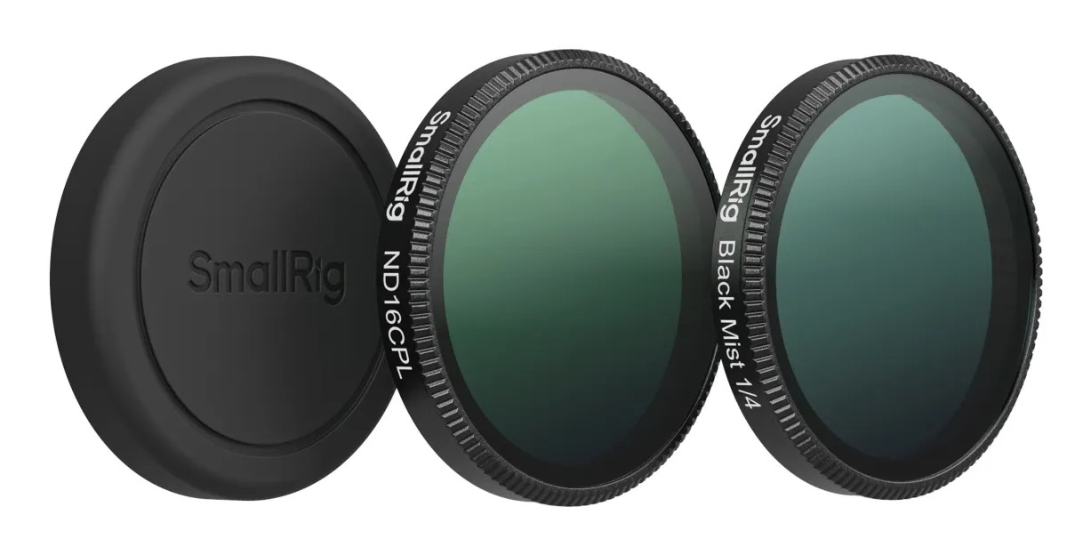 SmallRig Kit filtri 5896 per DJI Osmo Action 6 - Effetto 1/4 Black Mist, Filtro ND16, CPL e Copriobiettivo in Silicone