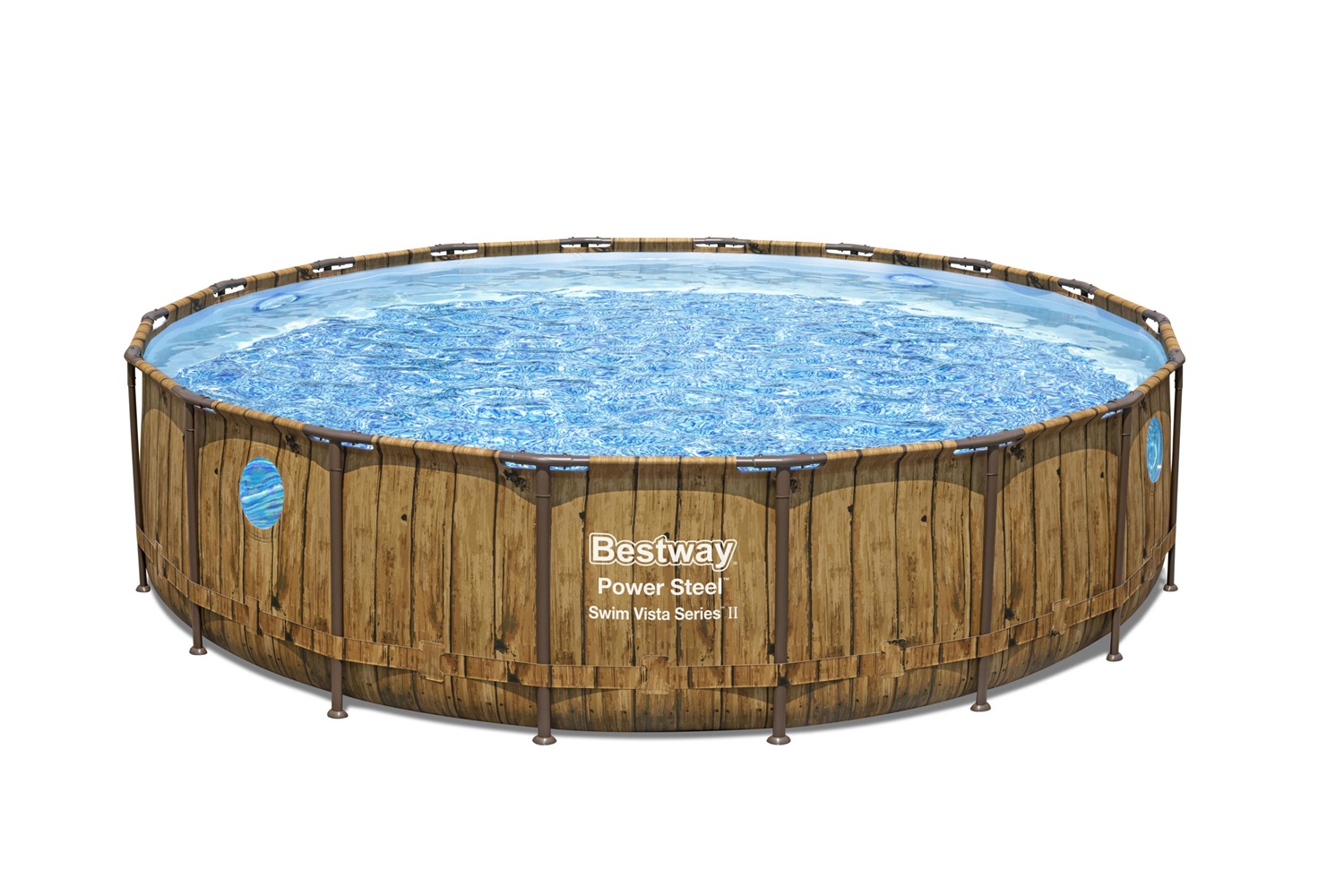 Bestway Power Steel Swim Vista Series II Piscina Fuori Terra Rotonda 549x122 cm con Oblò e Pompa di Filtraggio