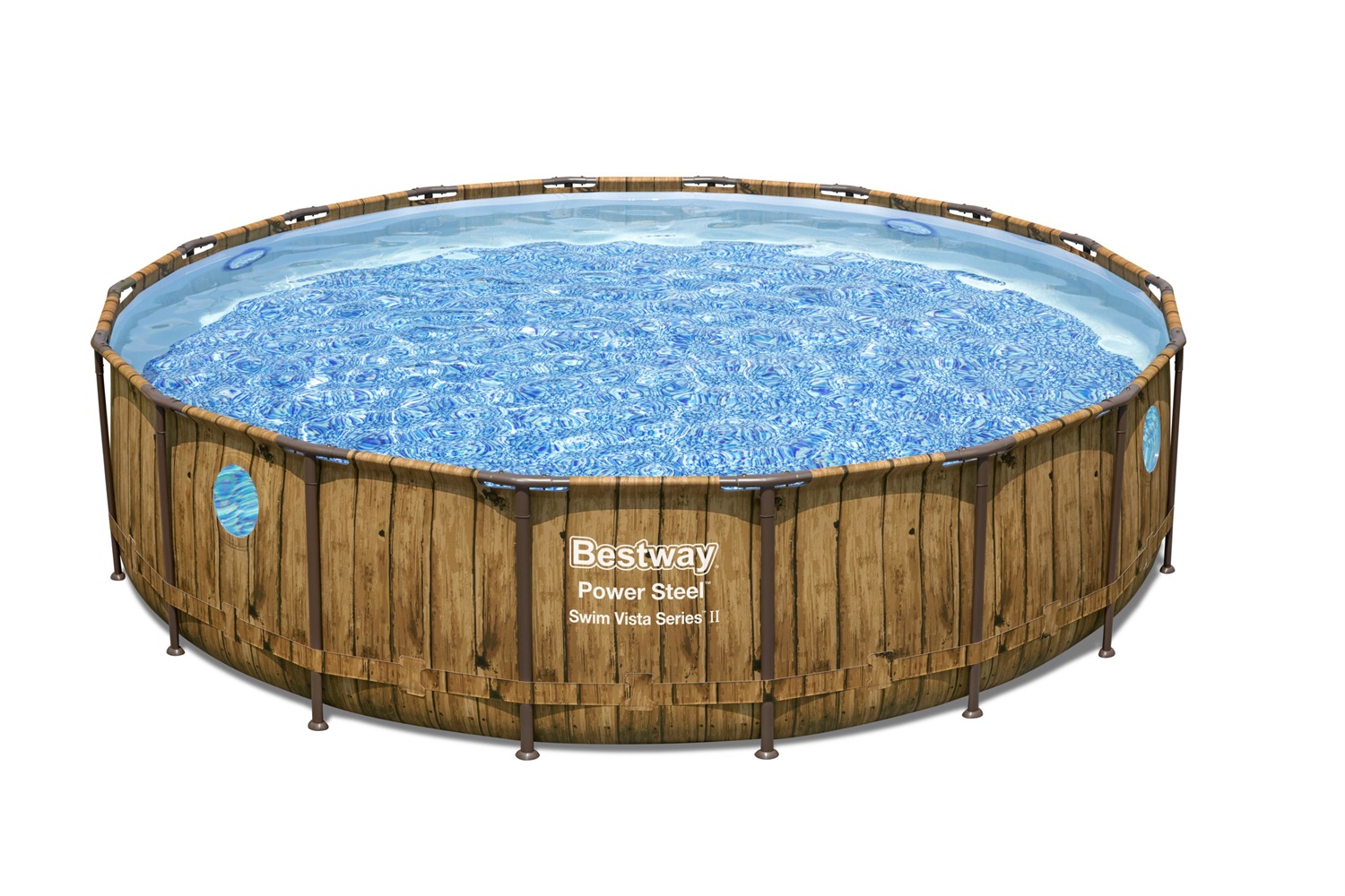 Bestway Power Steel Swim Vista Series II Piscina Fuori Terra Rotonda 549x122 cm con Oblò e Pompa di Filtraggio