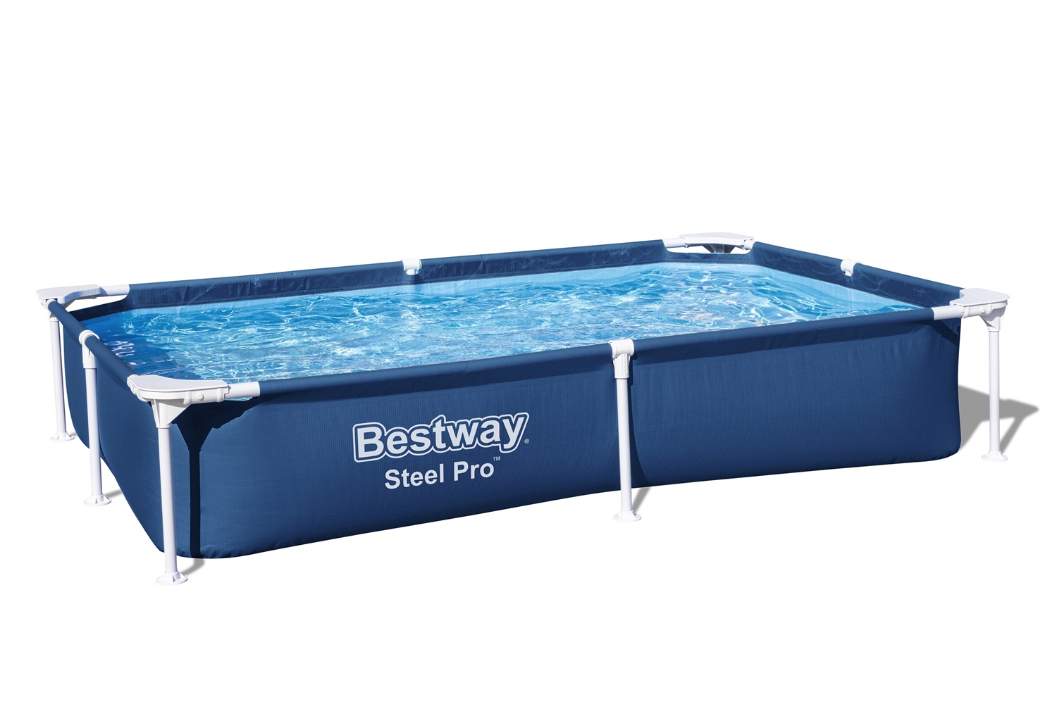 Bestway Steel Pro 56401 - Piscina Fuori Terra Rettangolare 221x150x43 cm Blu - Capacità 1200 L