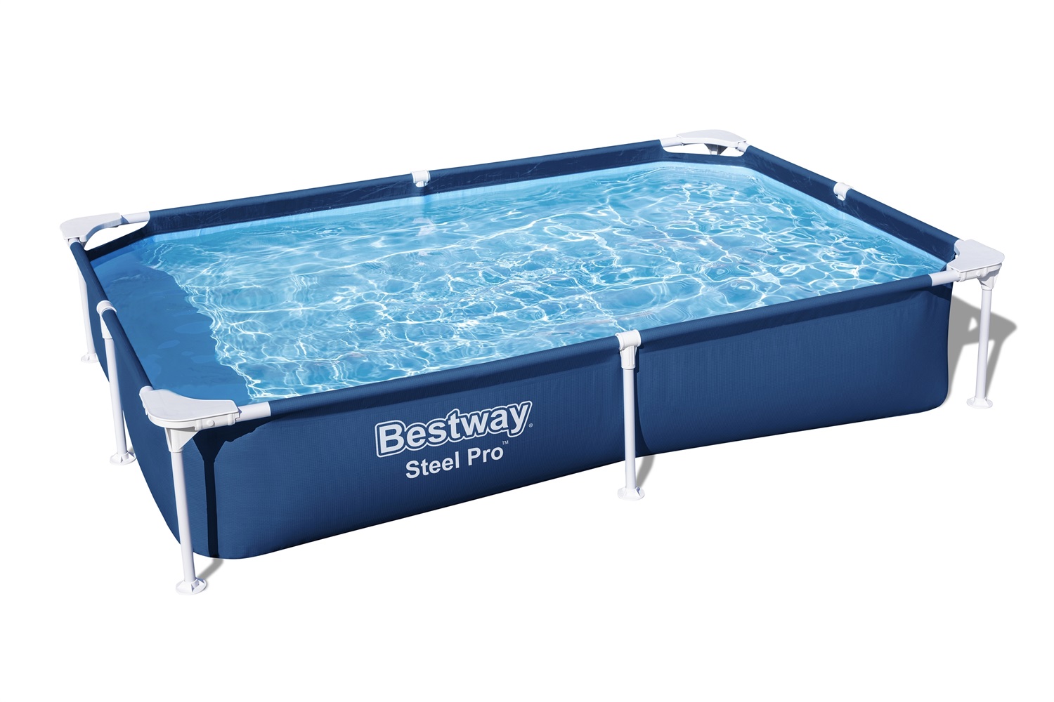 Bestway Steel Pro 56401 - Piscina Fuori Terra Rettangolare 221x150x43 cm Blu - Capacità 1200 L