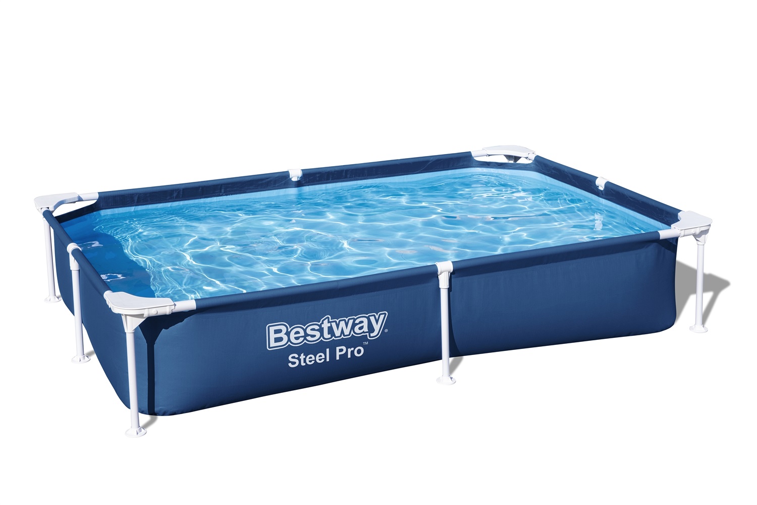 Bestway Steel Pro 56401 - Piscina Fuori Terra Rettangolare 221x150x43 cm Blu - Capacità 1200 L
