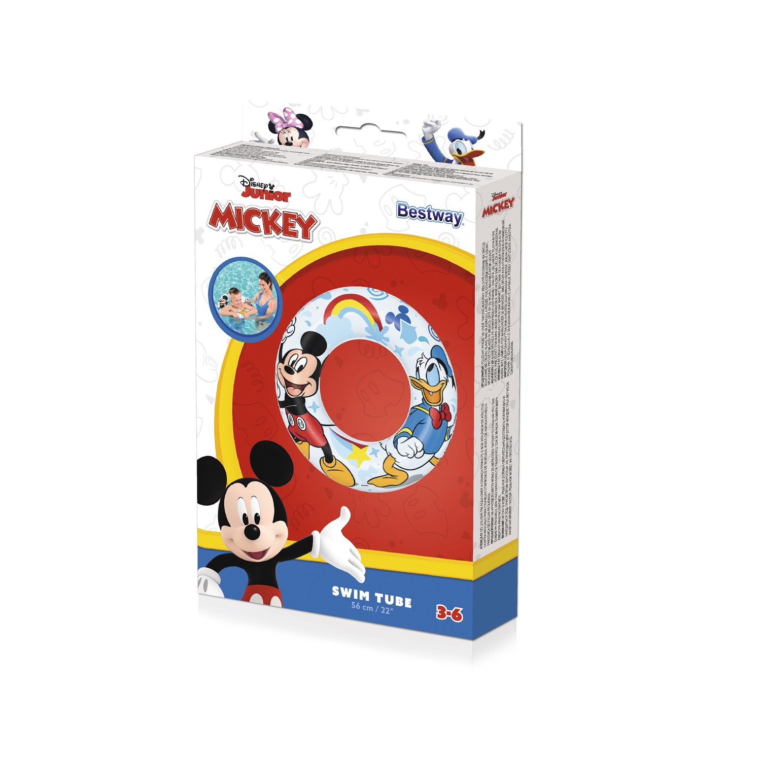 Bestway Salvagente Mickey 56 cm - Tubo Galleggiante Multicolore per Bambini da 3 a 6 Anni
