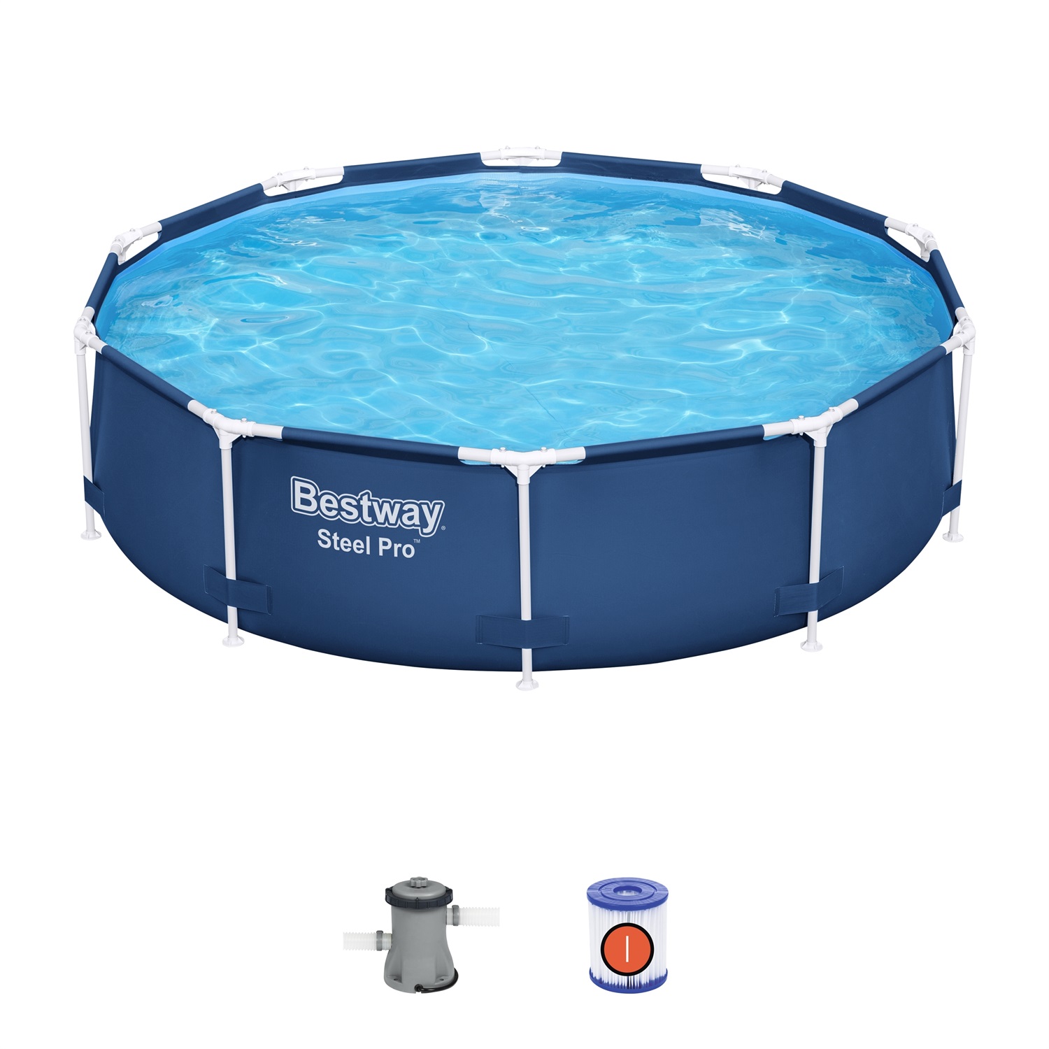 Bestway Steel Pro 305 x 76 cm - Piscina Rotonda Blu per 3-4 Persone con Capacità di 4678 L