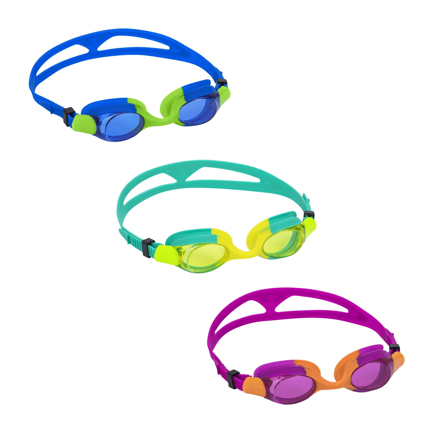 Bestway Occhialini da Nuoto per Bambini - Modello Lightning Art. 21065, 7 anni, Lenti Antiurto, Ponte e Cinturino Regolabili