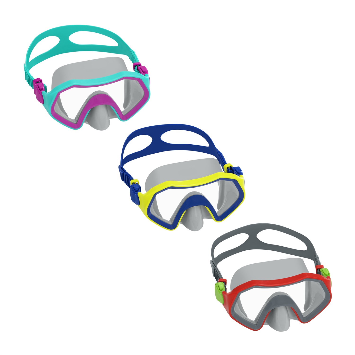 Bestway Maschera Subacquea Crusader™ 22049 per Bambini 7 Anni - Lenti in Policarbonato Antiurto, Cinturino Regolabile, Colori Assortiti