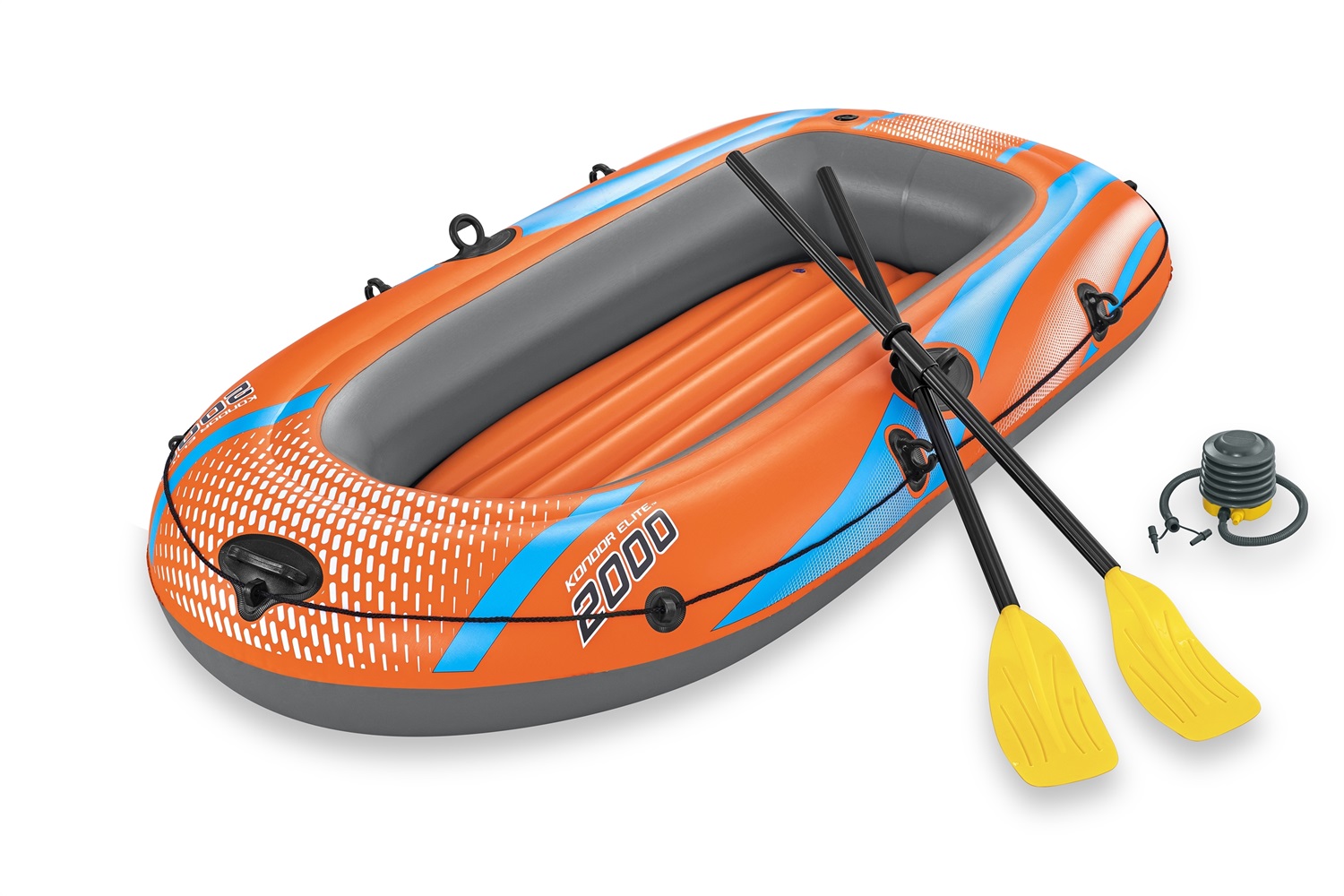 Bestway Canotto Gonfiabile Kondor 2000 Elite - Gommone per 2 Persone con Remi e Pompa, Dimensioni 196x106 cm