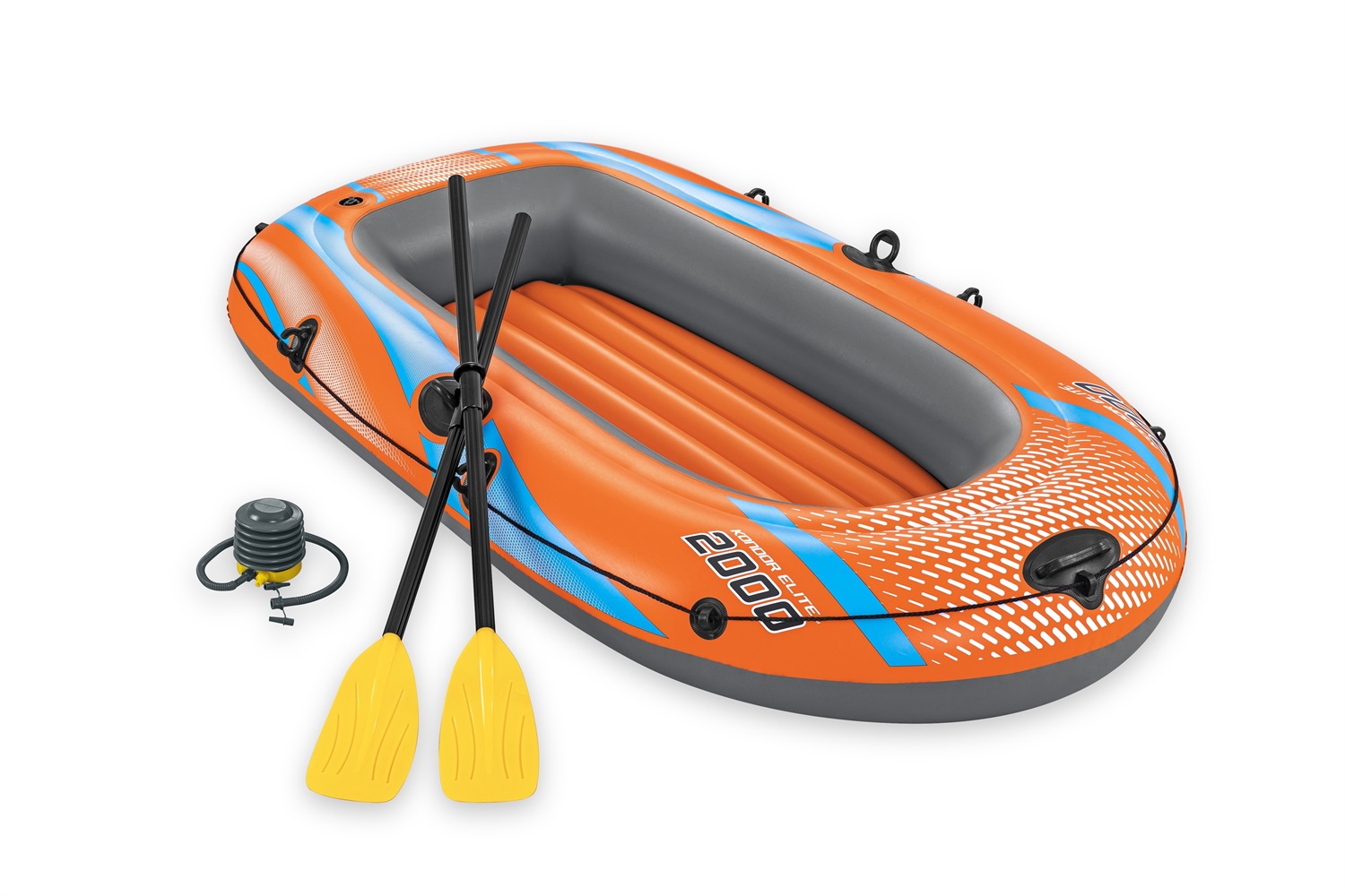 Bestway Canotto Gonfiabile Kondor 2000 Elite - Gommone per 2 Persone con Remi e Pompa, Dimensioni 196x106 cm