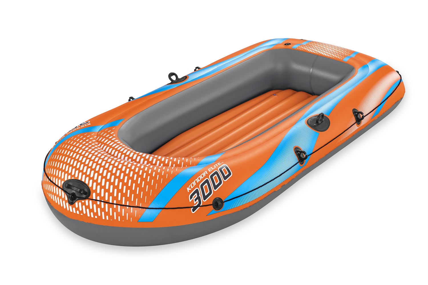 Bestway Gommone Kondor 3000 Elite - Canotto Gonfiabile per 2 Adulti e 1 Bambino, Dimensioni 246x122 cm, Portata 200 kg, Maniglie Resistenti