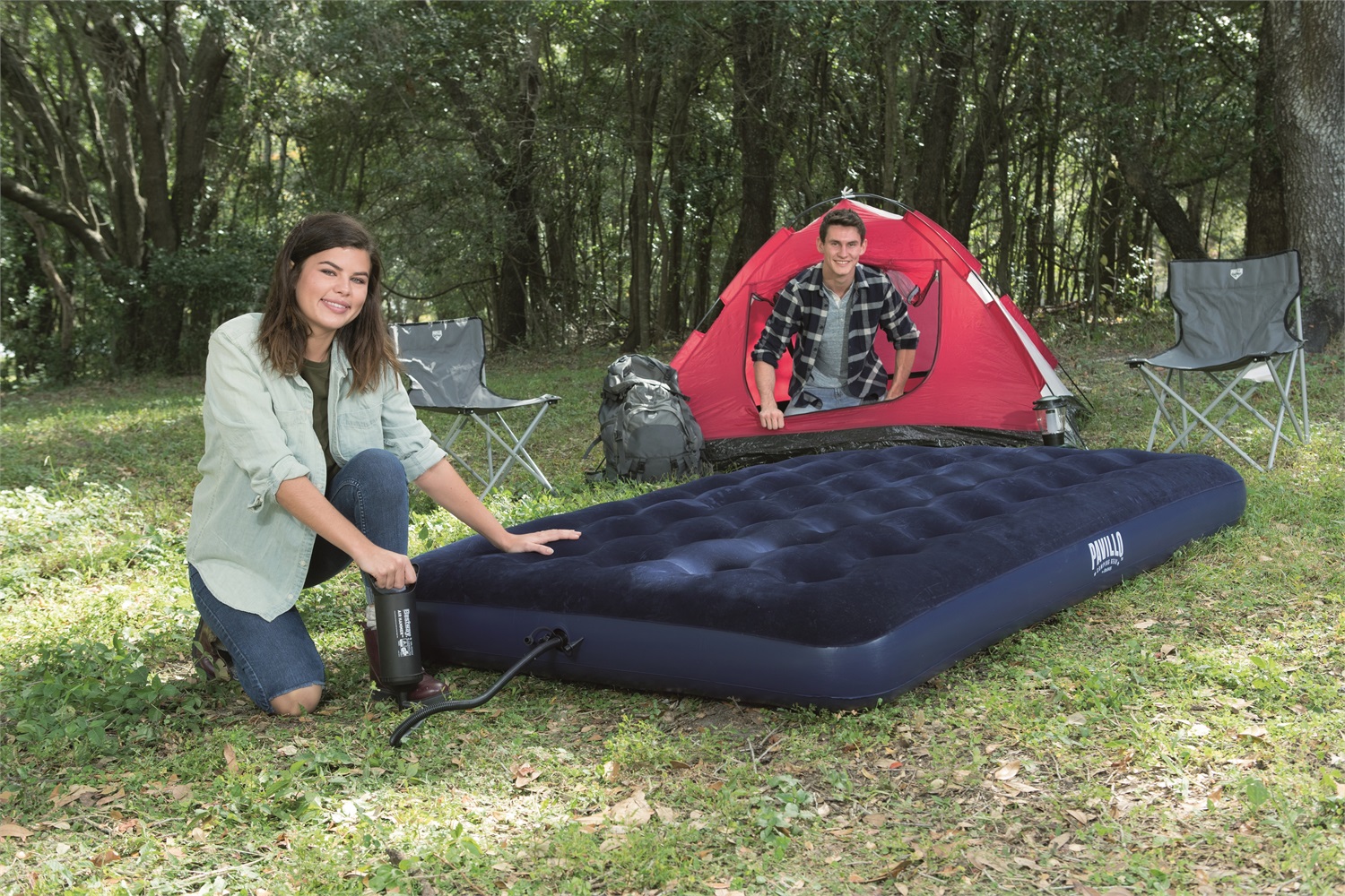 Bestway Materasso Gonfiabile Matrimoniale Blu Floccato 191x137x22 cm - Fino a 300 kg