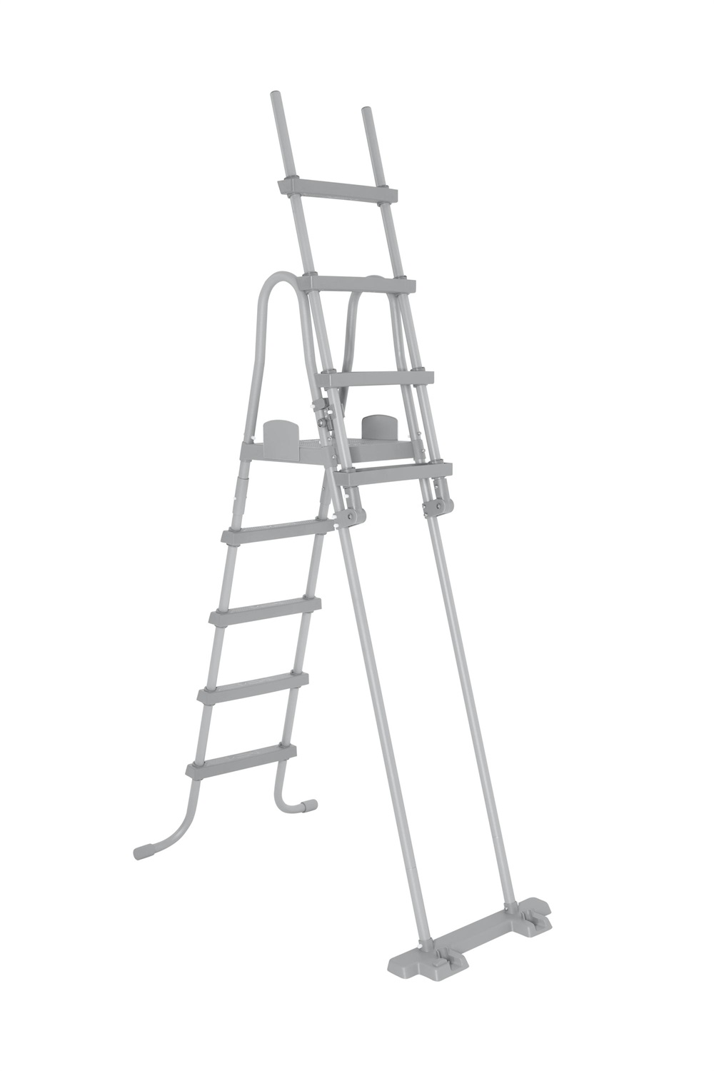 Bestway 58332-6 Scaletta Di Sicurezza per Piscine Fuori Terra - Dimensioni 76x124,5x191,5 cm, Altezza Fino a 1,32 m, Telaio in Metallo Resistente