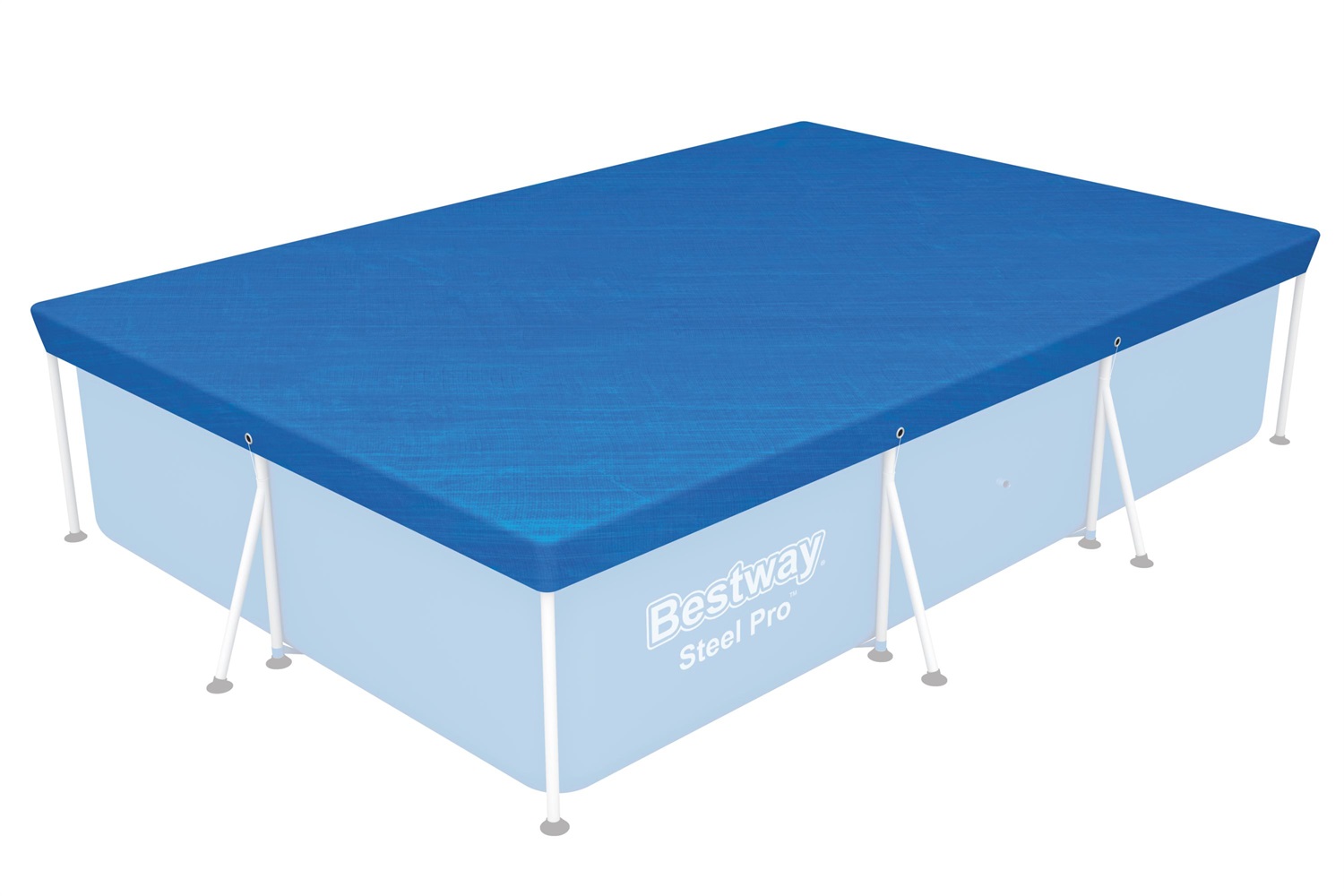 Bestway Copertura per Piscina Azzurro 300 x 201 cm - Telo in PE con Fori di Drenaggio e Funi di Fissaggio
