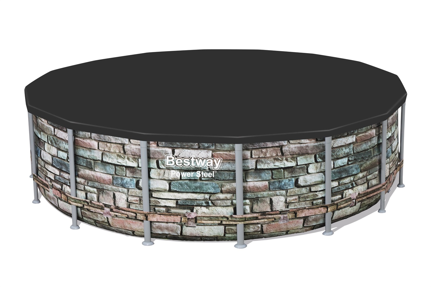 Bestway 58249 Copertura per piscina rotonda 488 cm - Copripiscina Steel Pro Max e Power Steel con fori di drenaggio