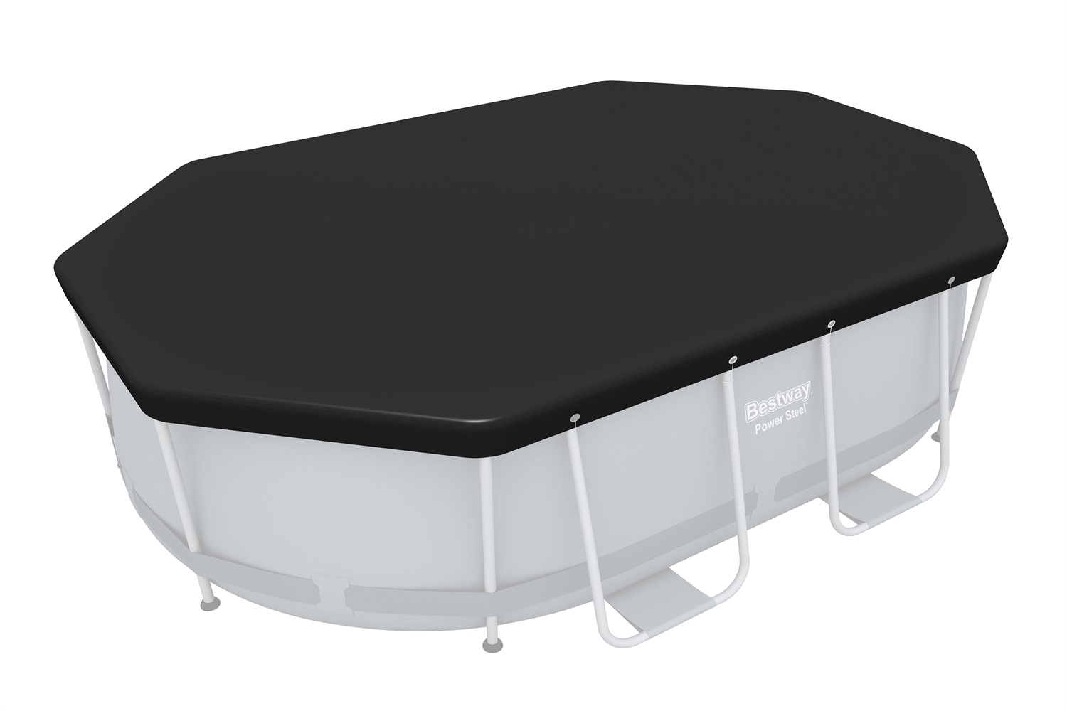 Bestway 58424 Copertura per Piscina Fuori Terra Ovale 305x200 cm con Fori di Drenaggio e Funi di Fissaggio Incorporate