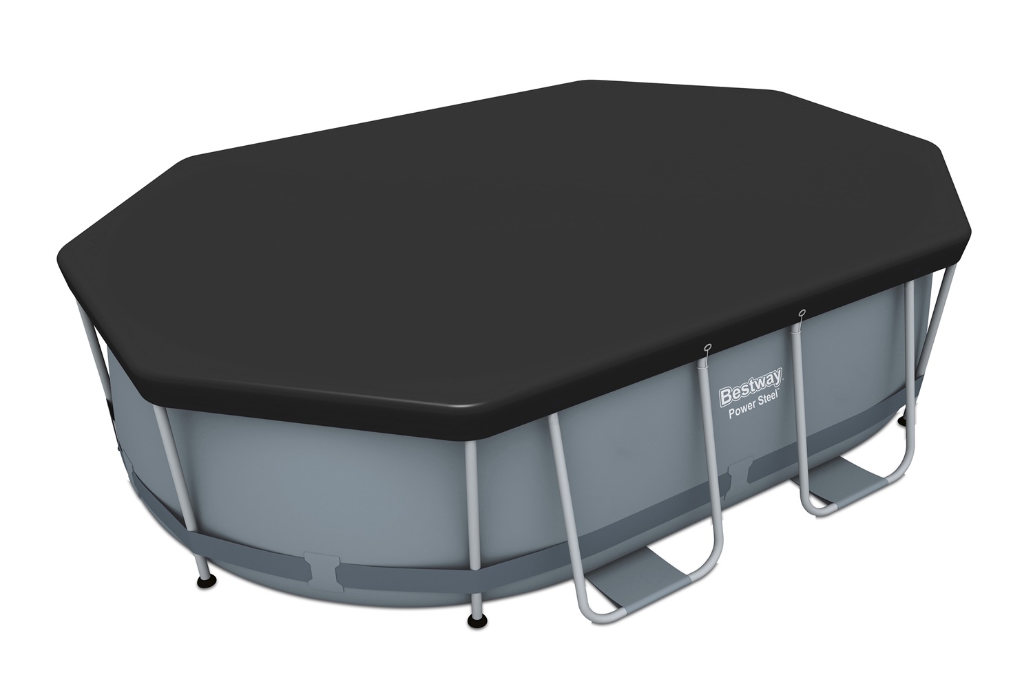 Bestway 58424 Copertura per Piscina Fuori Terra Ovale 305x200 cm con Fori di Drenaggio e Funi di Fissaggio Incorporate