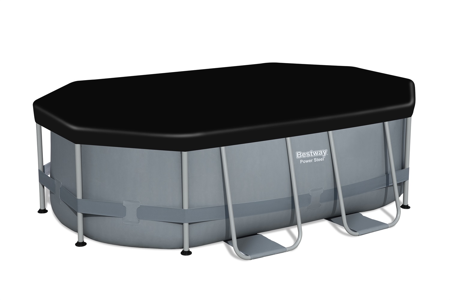 Bestway 58424 Copertura per Piscina Fuori Terra Ovale 305x200 cm con Fori di Drenaggio e Funi di Fissaggio Incorporate