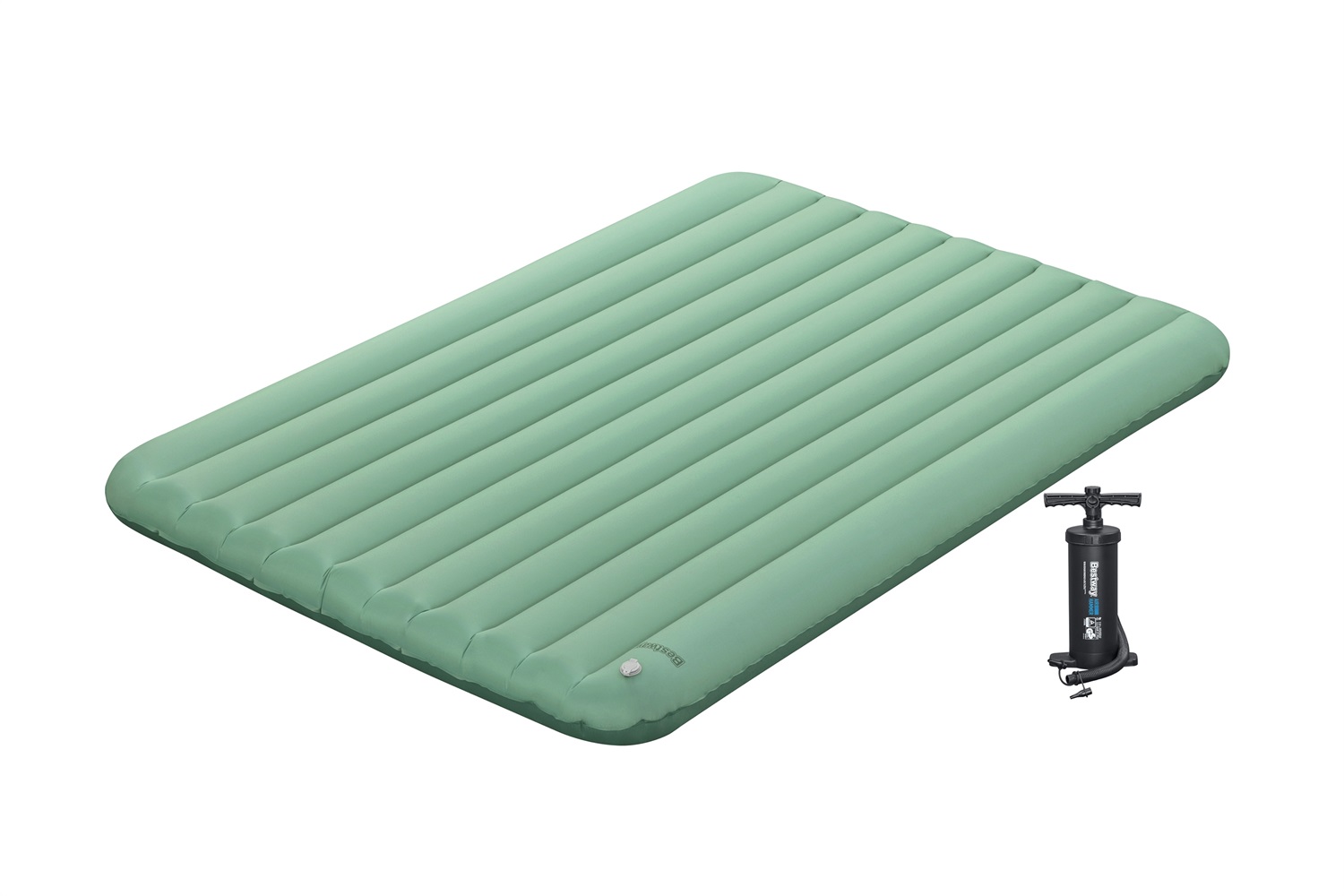 Bestway 69619 Materasso ad Aria Matrimoniale Verde 203x142x15 cm con Pompa Manuale e Valvola a Basso Profilo