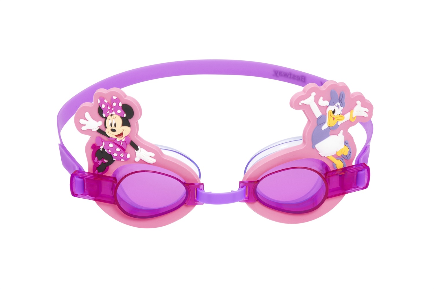 Bestway 9102T Occhialini da Nuoto Disney Minnie per Bambini dai 3 Anni - Lenti in Policarbonato con Protezione UV e Conchiglie Morbide