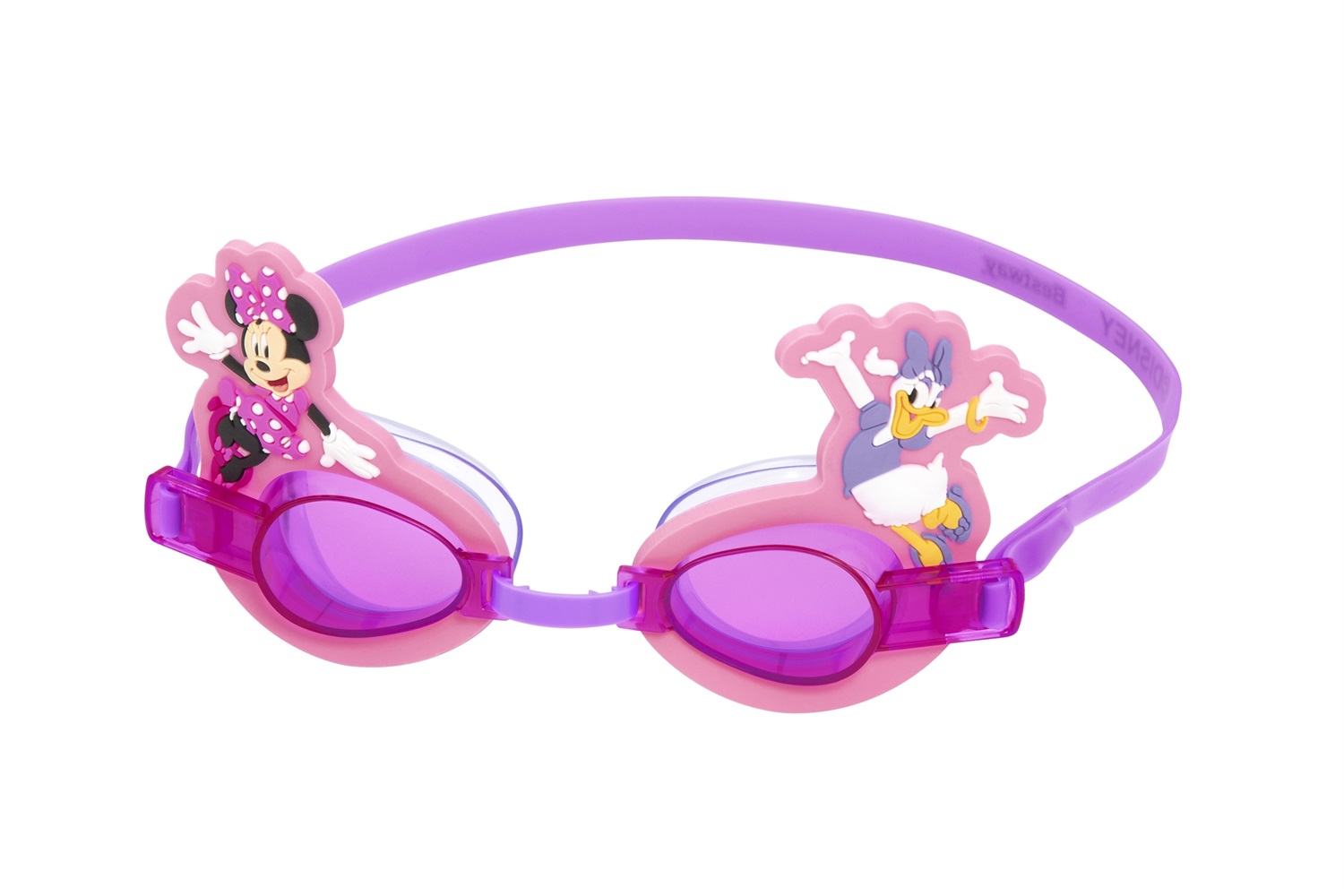 Bestway 9102T Occhialini da Nuoto Disney Minnie per Bambini dai 3 Anni - Lenti in Policarbonato con Protezione UV e Conchiglie Morbide