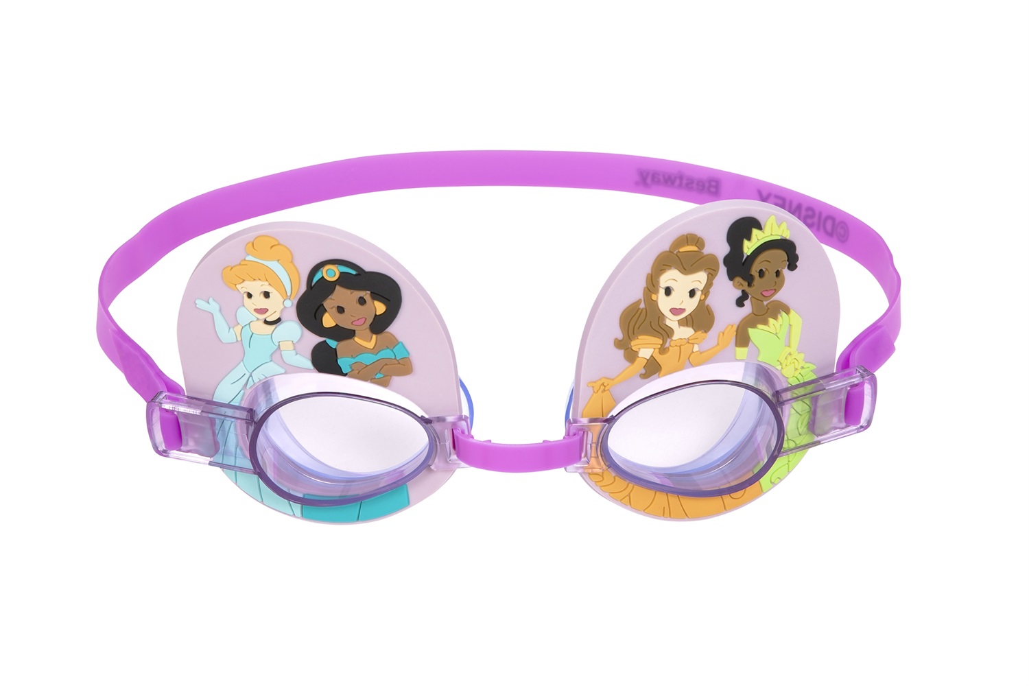 Bestway Occhialini Disney Principesse 3 anni - Lenti antiurto con protezione UV, Conchiglie morbide, Nasello e Cinturino regolabili