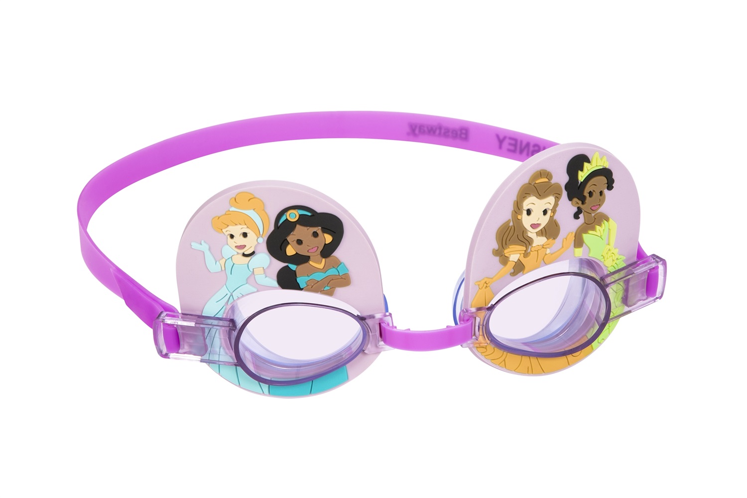 Bestway Occhialini Disney Principesse 3 anni - Lenti antiurto con protezione UV, Conchiglie morbide, Nasello e Cinturino regolabili