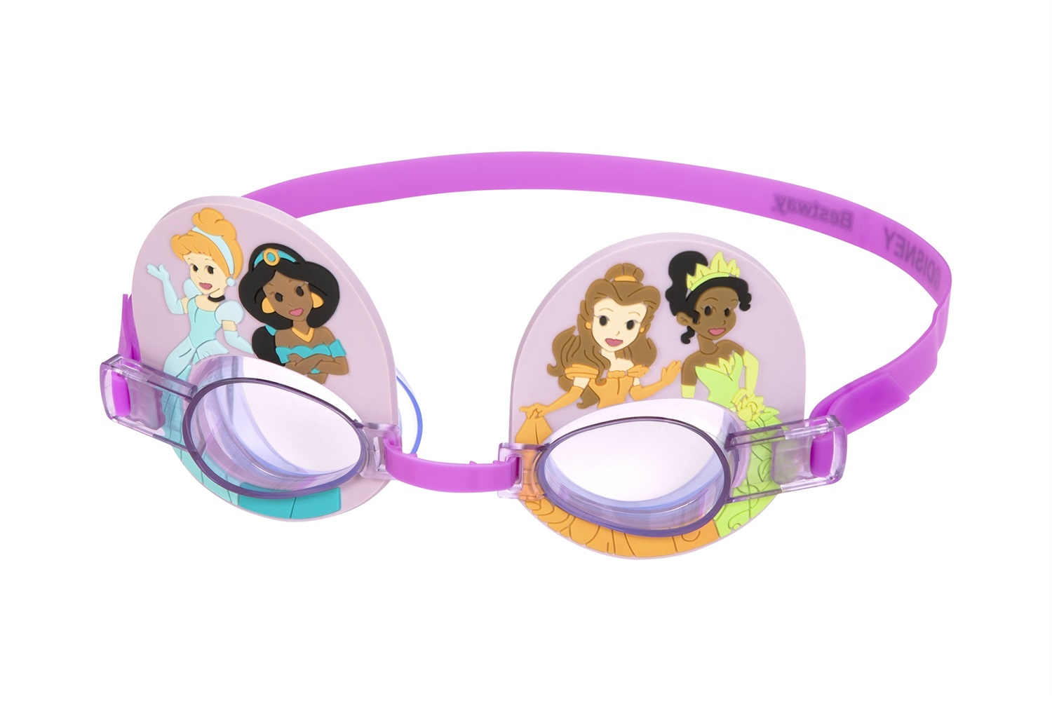 Bestway Occhialini Disney Principesse 3 anni - Lenti antiurto con protezione UV, Conchiglie morbide, Nasello e Cinturino regolabili
