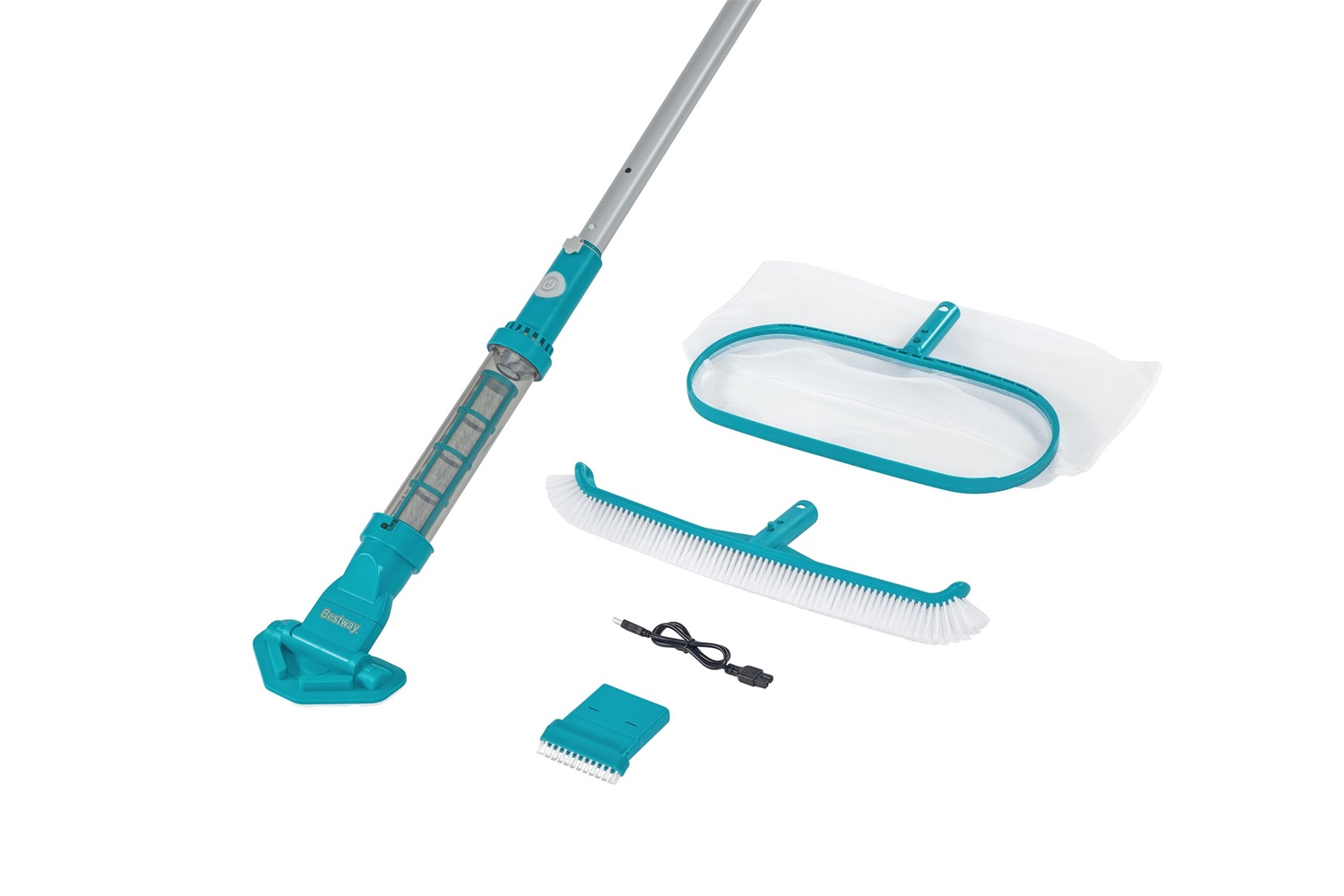 Bestway AquaSurge™ Kit di Manutenzione per Piscina - Aspiratore Ricaricabile, Asta Leggera e Accessori Inclusi