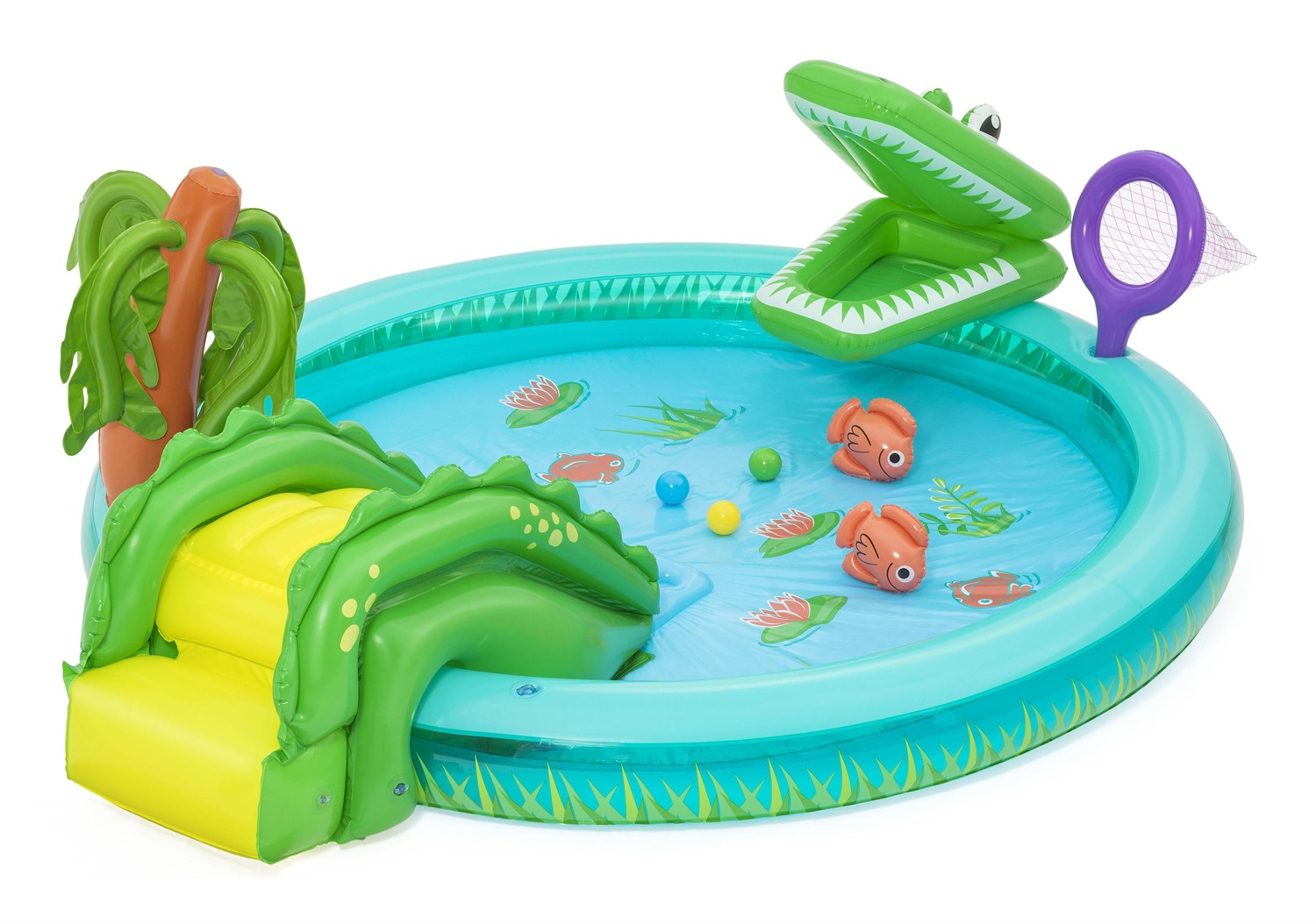 Bestway Crocodile Cove Playcenter Gonfiabile 224x181x72 cm - Parco Acquatico per Bambini dai 2 Anni con Design a Tema Coccodrillo