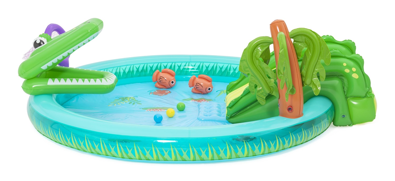 Bestway Crocodile Cove Playcenter Gonfiabile 224x181x72 cm - Parco Acquatico per Bambini dai 2 Anni con Design a Tema Coccodrillo
