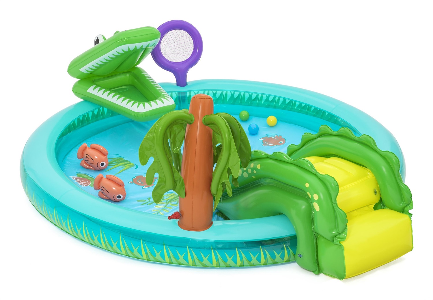 Bestway Crocodile Cove Playcenter Gonfiabile 224x181x72 cm - Parco Acquatico per Bambini dai 2 Anni con Design a Tema Coccodrillo