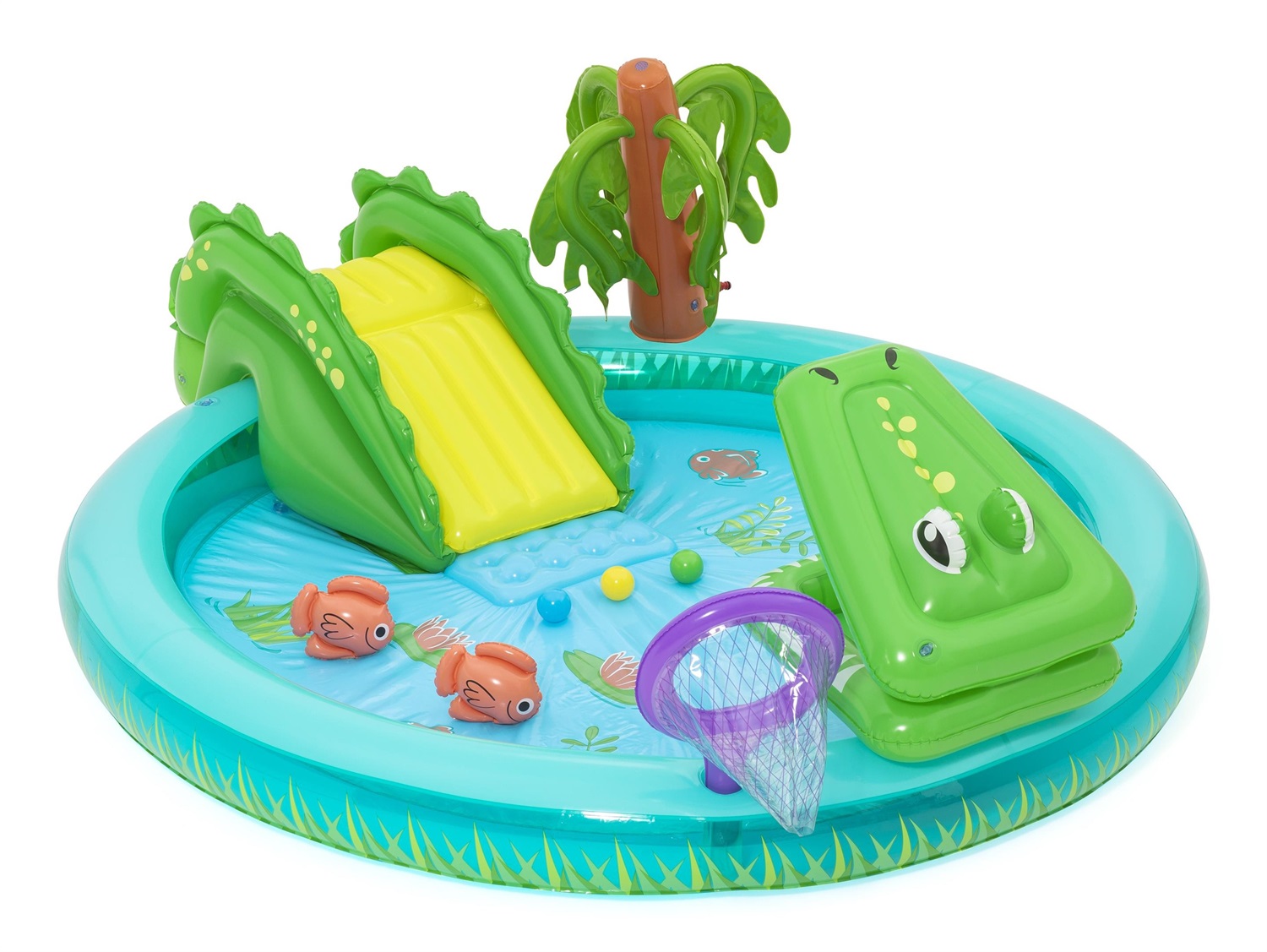Bestway Crocodile Cove Playcenter Gonfiabile 224x181x72 cm - Parco Acquatico per Bambini dai 2 Anni con Design a Tema Coccodrillo
