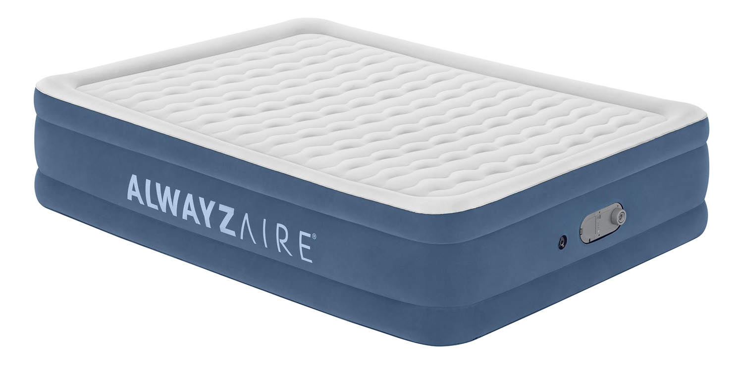 Bestway Materasso Gonfiabile AlwayzAire Matrimoniale Queen 203x152x46 cm Azzurro/Grigio con Pompa Doppia Azione