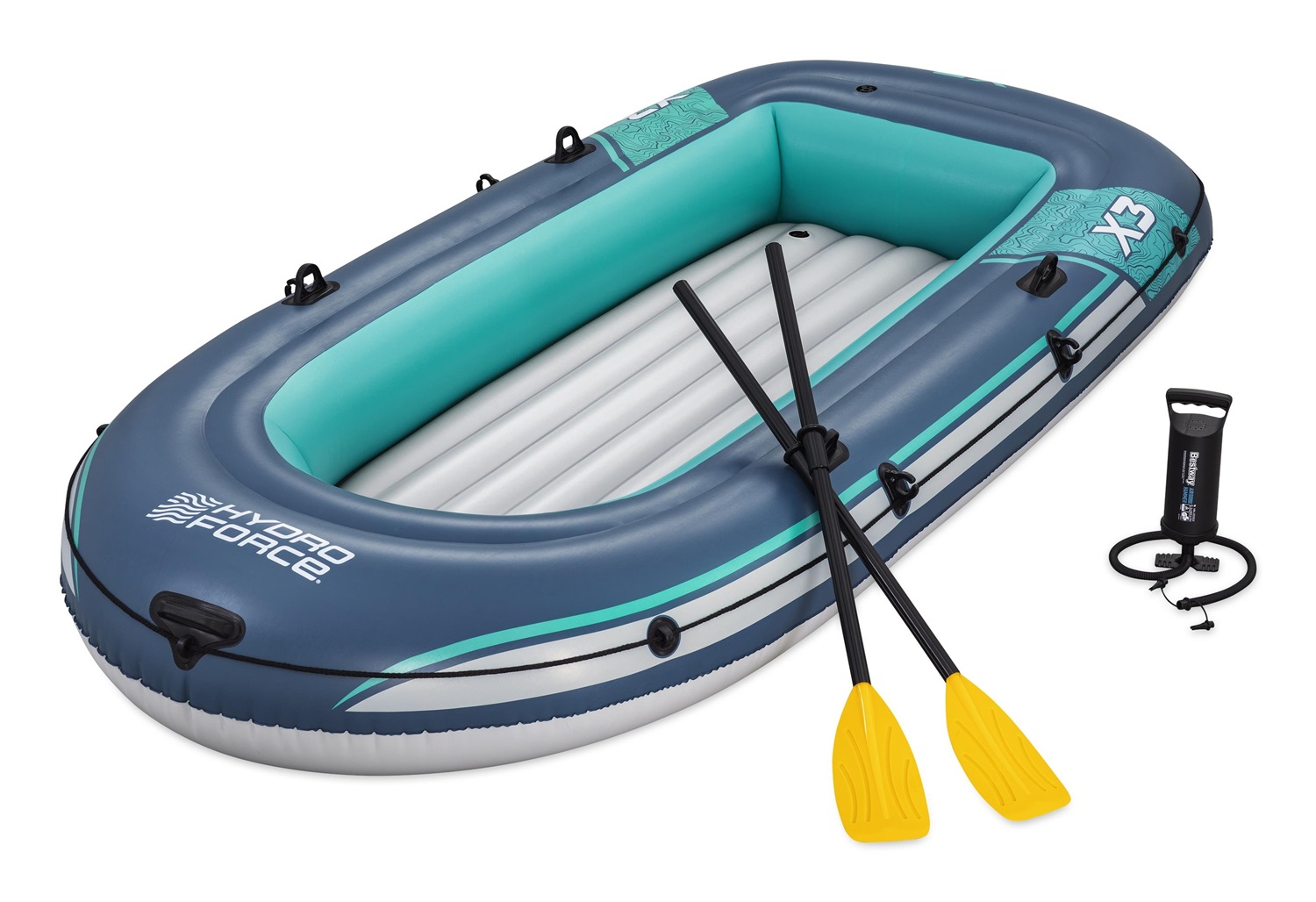 Bestway Canotto Trek X3 294x137 cm - Zattera per 3 Persone in PVC con Remi e Pompa