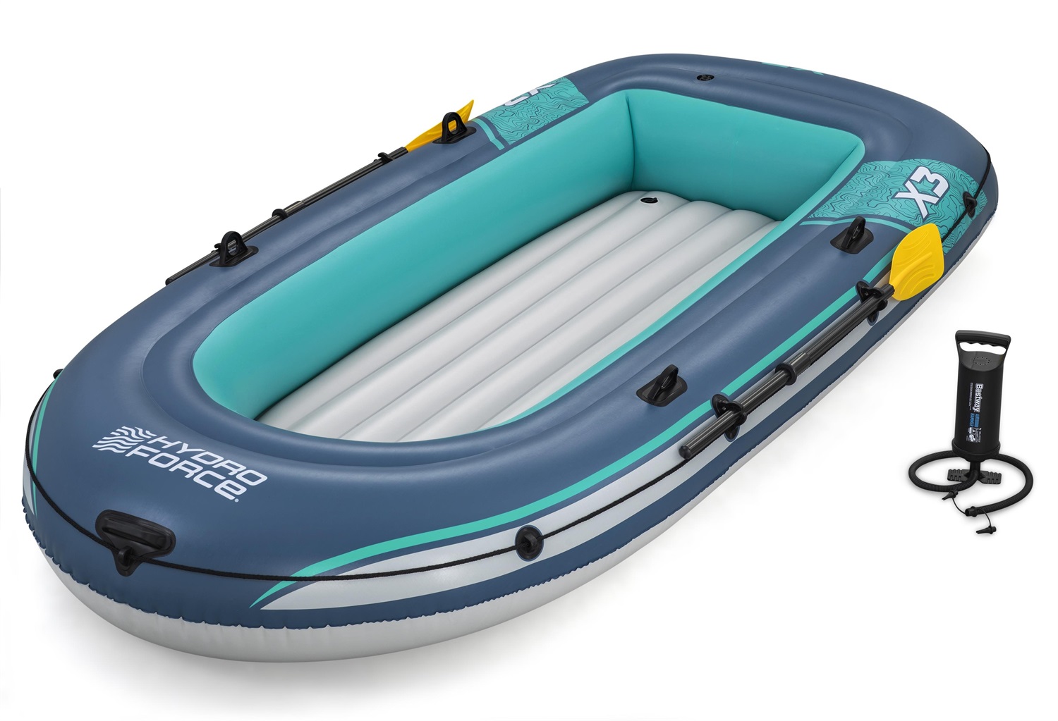 Bestway Canotto Trek X3 294x137 cm - Zattera per 3 Persone in PVC con Remi e Pompa