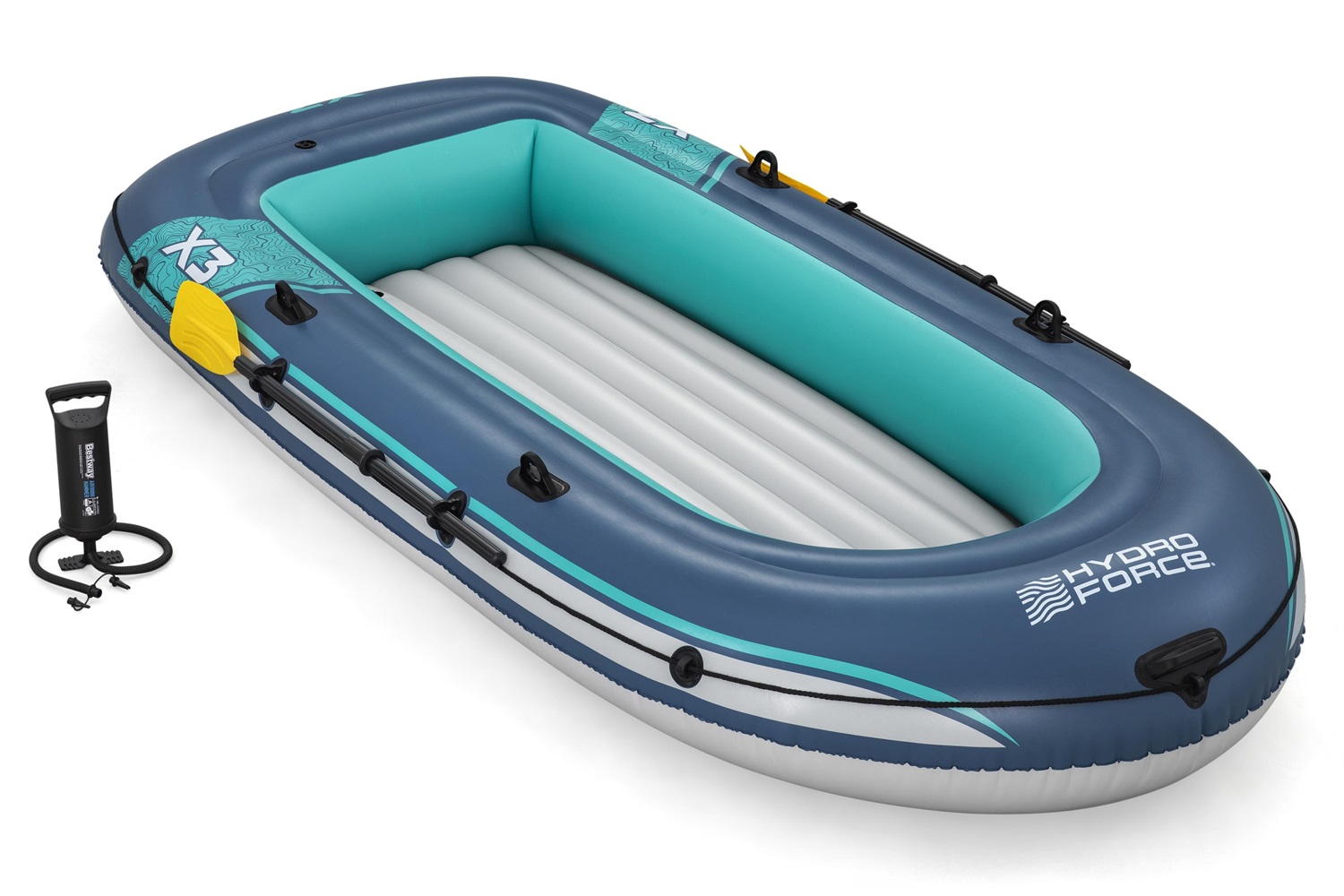 Bestway Canotto Trek X3 294x137 cm - Zattera per 3 Persone in PVC con Remi e Pompa