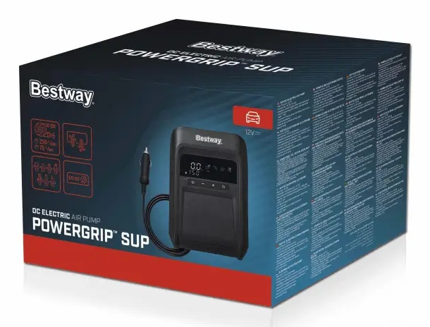 Bestway Pompa Elettrica PowerGrip Sport per Gonfiaggio di SUP e Materassini - Pressione Fino a 20 PSI, Funzione Autospegnimento