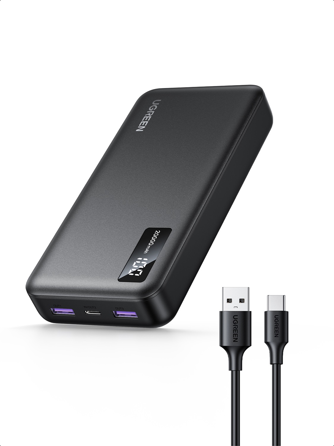 UGREEN Power Bank 20000mAh 22.5W - Caricatore Portatile con Cavo USB C, Batteria Esterna PD 20W, Display LED, Compatibile con iPhone 16/15 Pro Max Plus e Galaxy S24