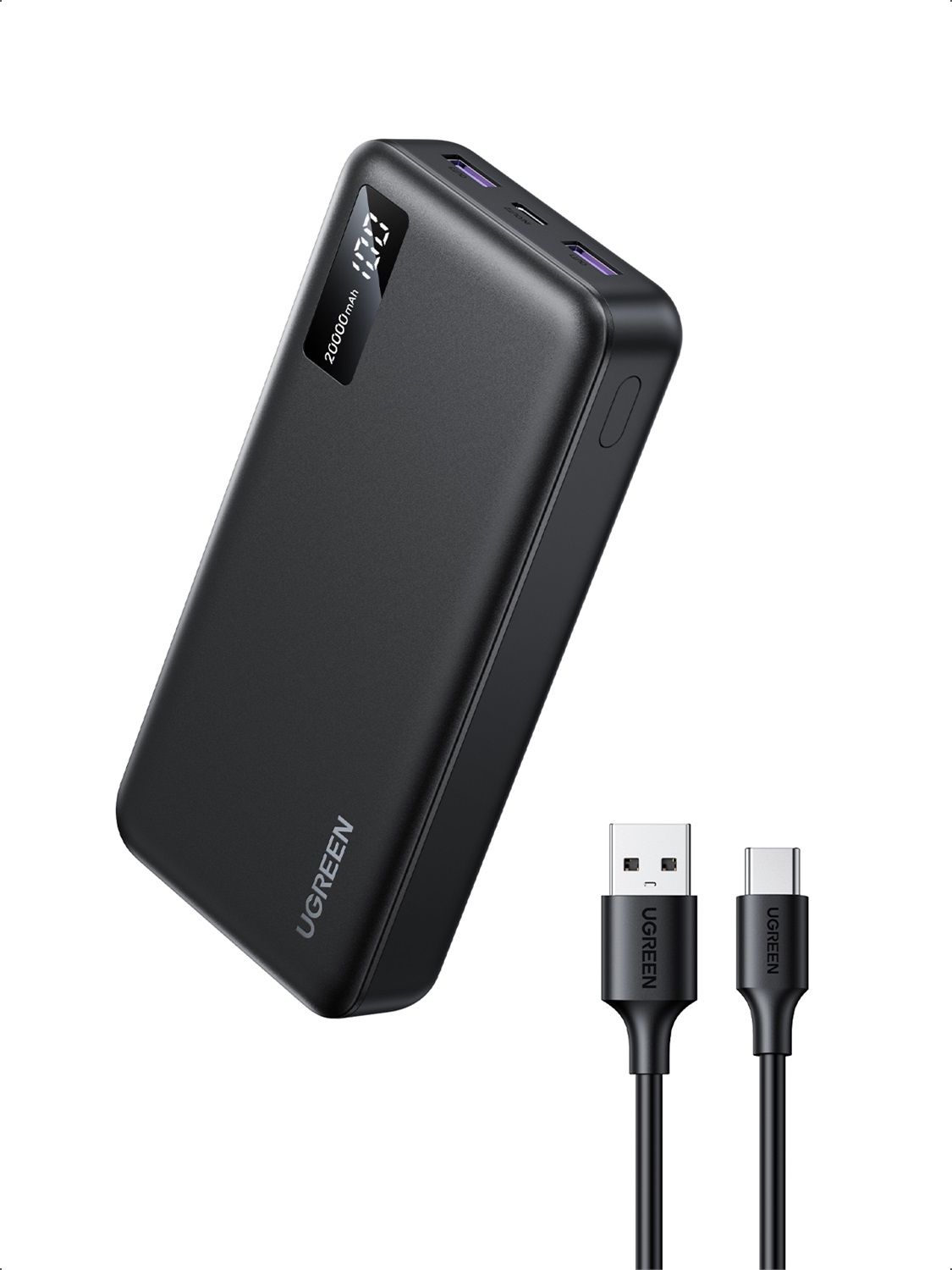 UGREEN Power Bank 20000mAh 22.5W - Caricatore Portatile con Cavo USB C, Batteria Esterna PD 20W, Display LED, Compatibile con iPhone 16/15 Pro Max Plus e Galaxy S24